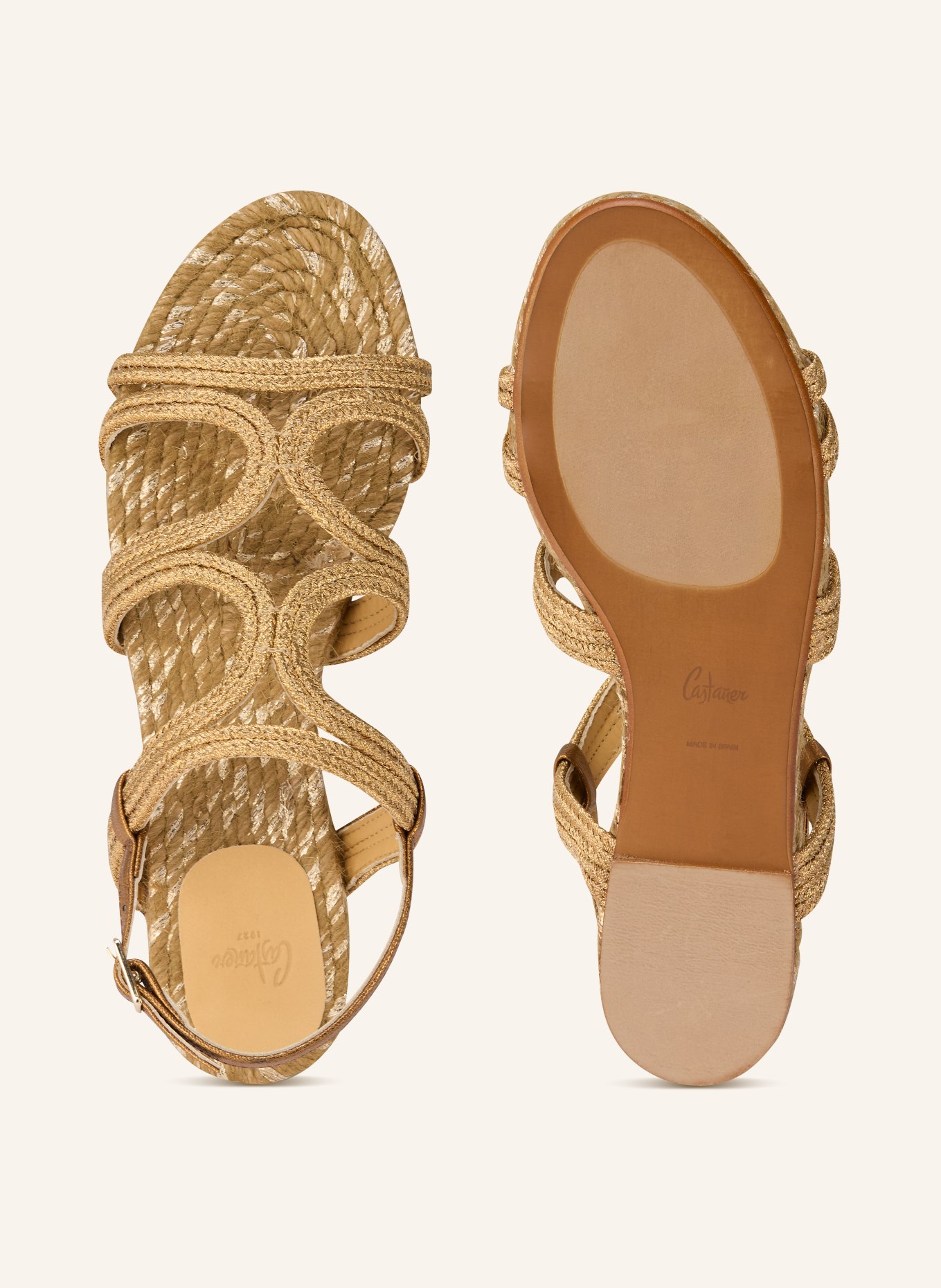 Castaner Sandalen PITRA mit Glitzergarn: GOLD / CAMEL