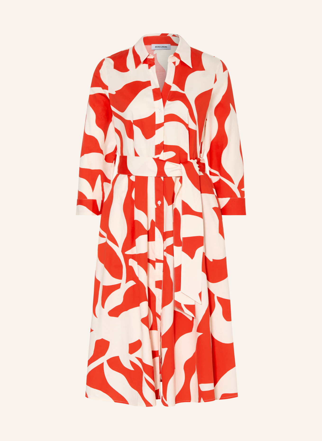 MORE & MORE Hemdblusenkleid: ROT / WEISS
