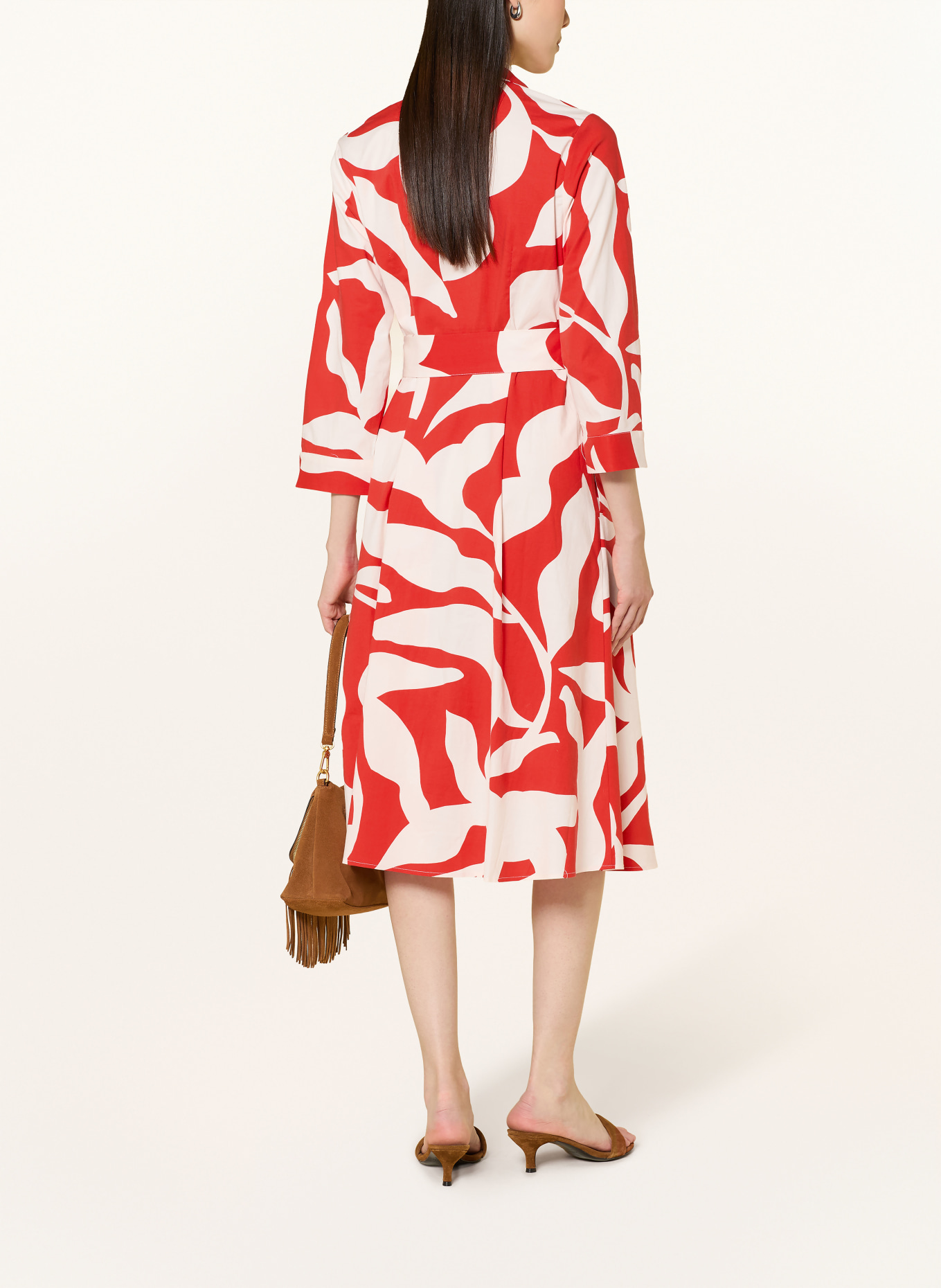 MORE & MORE Hemdblusenkleid: ROT / WEISS