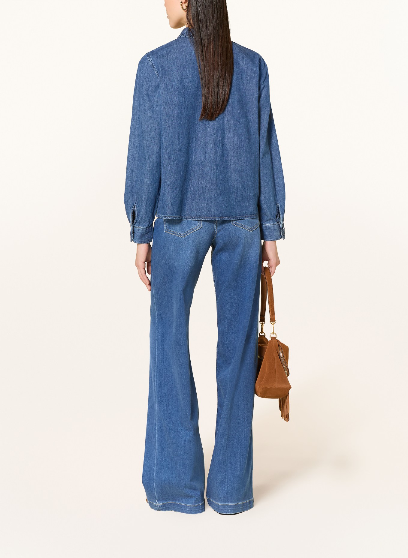 MORE & MORE Chemisier en jean à volants: BLEU