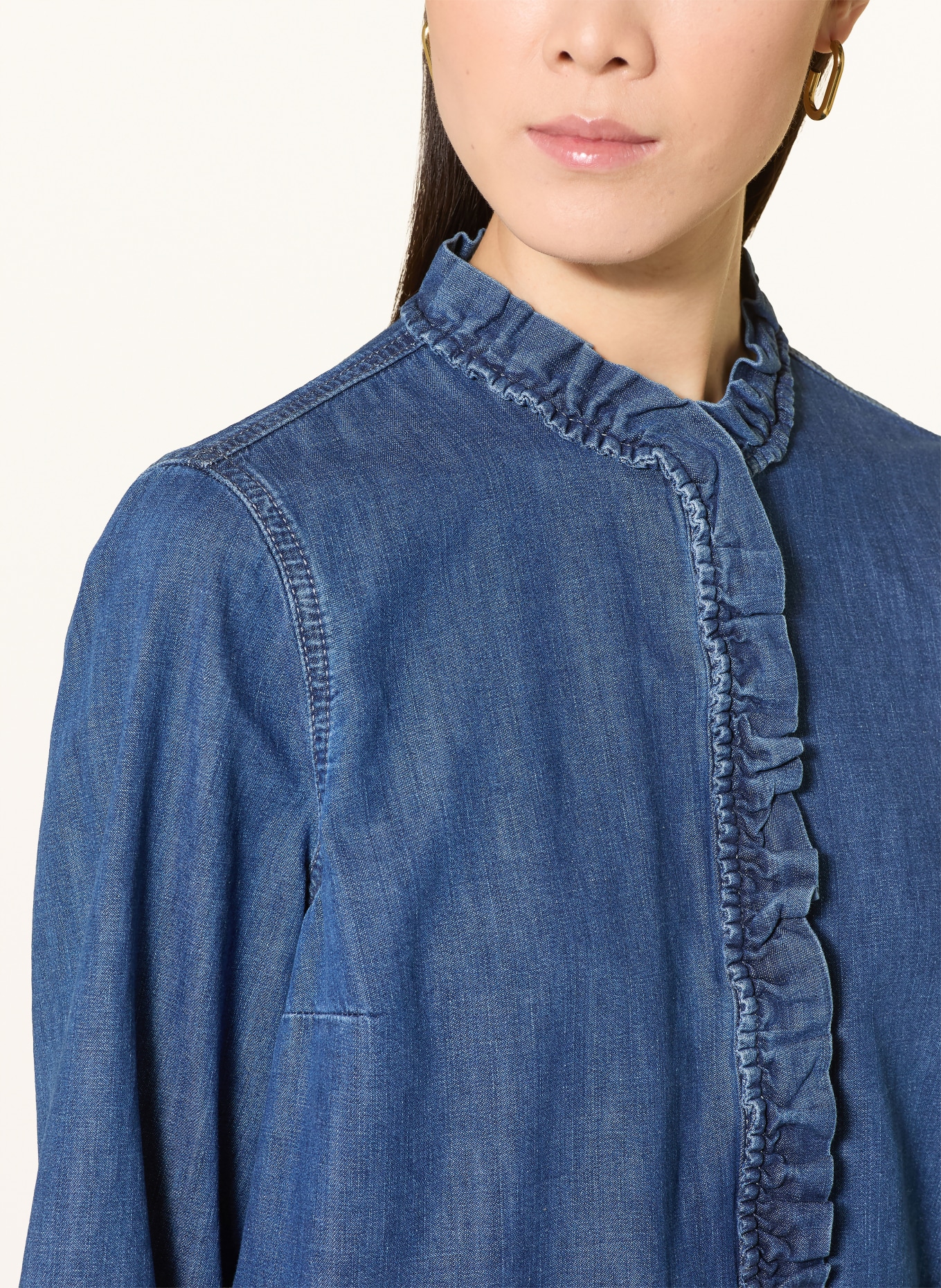 MORE & MORE Chemisier en jean à volants: BLEU