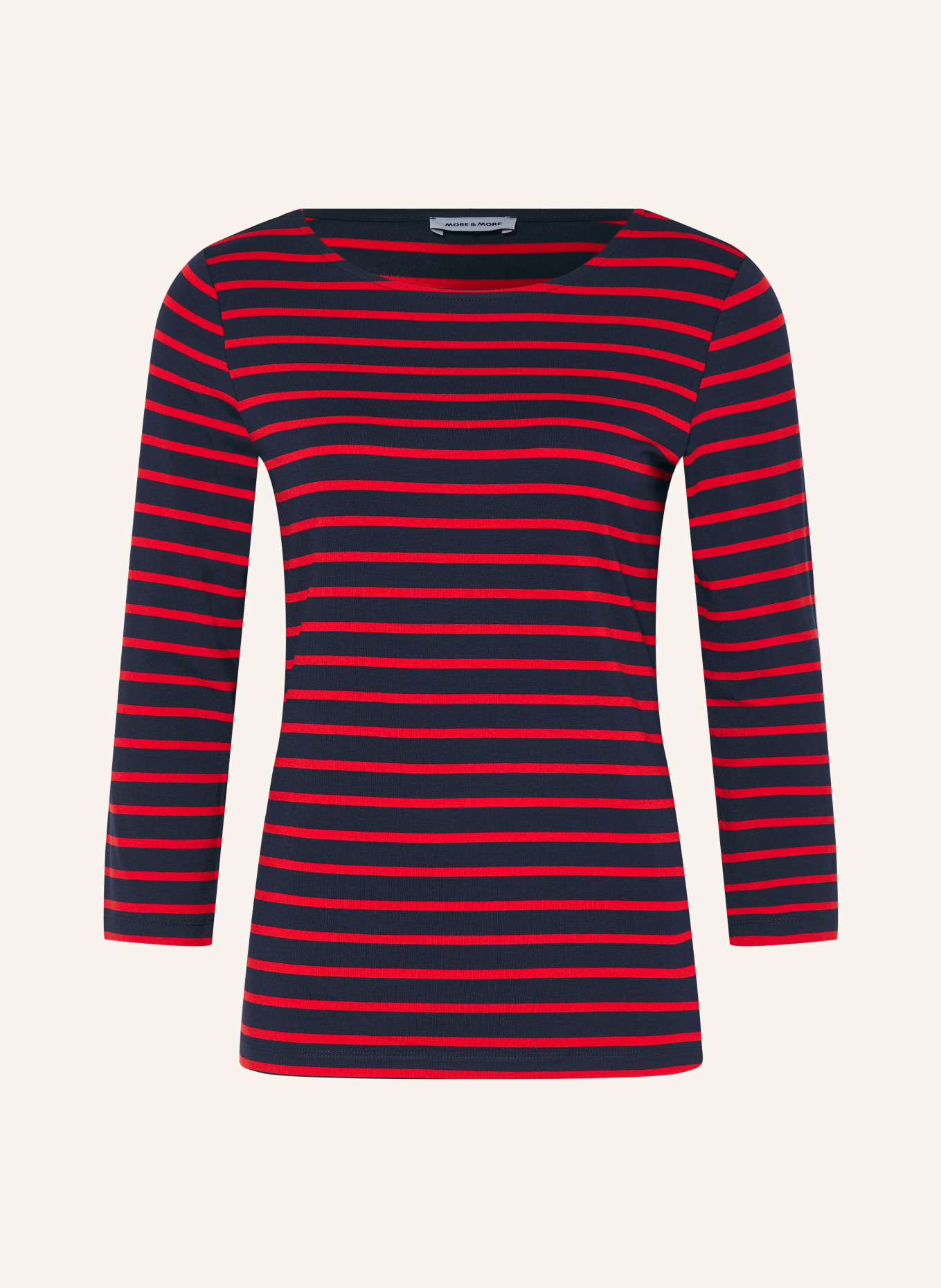 MORE & MORE Long-sleeved shirt with 3/4-length sleeves: DARK BLUE / RED