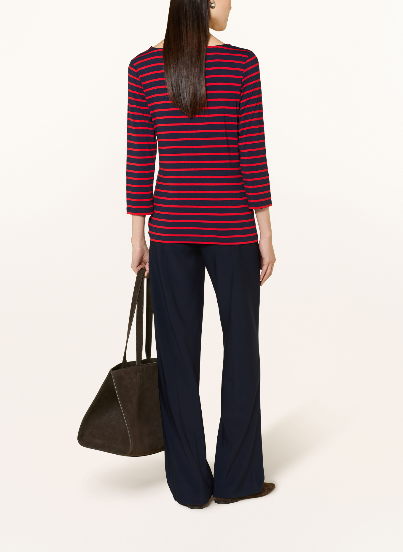 MORE & MORE Long-sleeved shirt with 3/4-length sleeves: DARK BLUE / RED