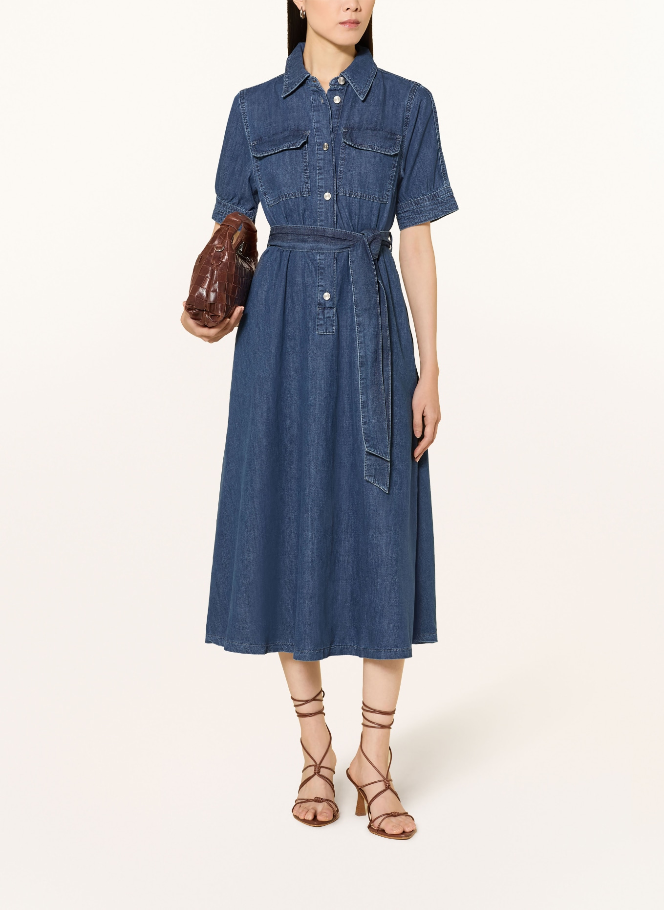 MORE & MORE Hemdblusenkleid in Jeansoptik: DUNKELBLAU