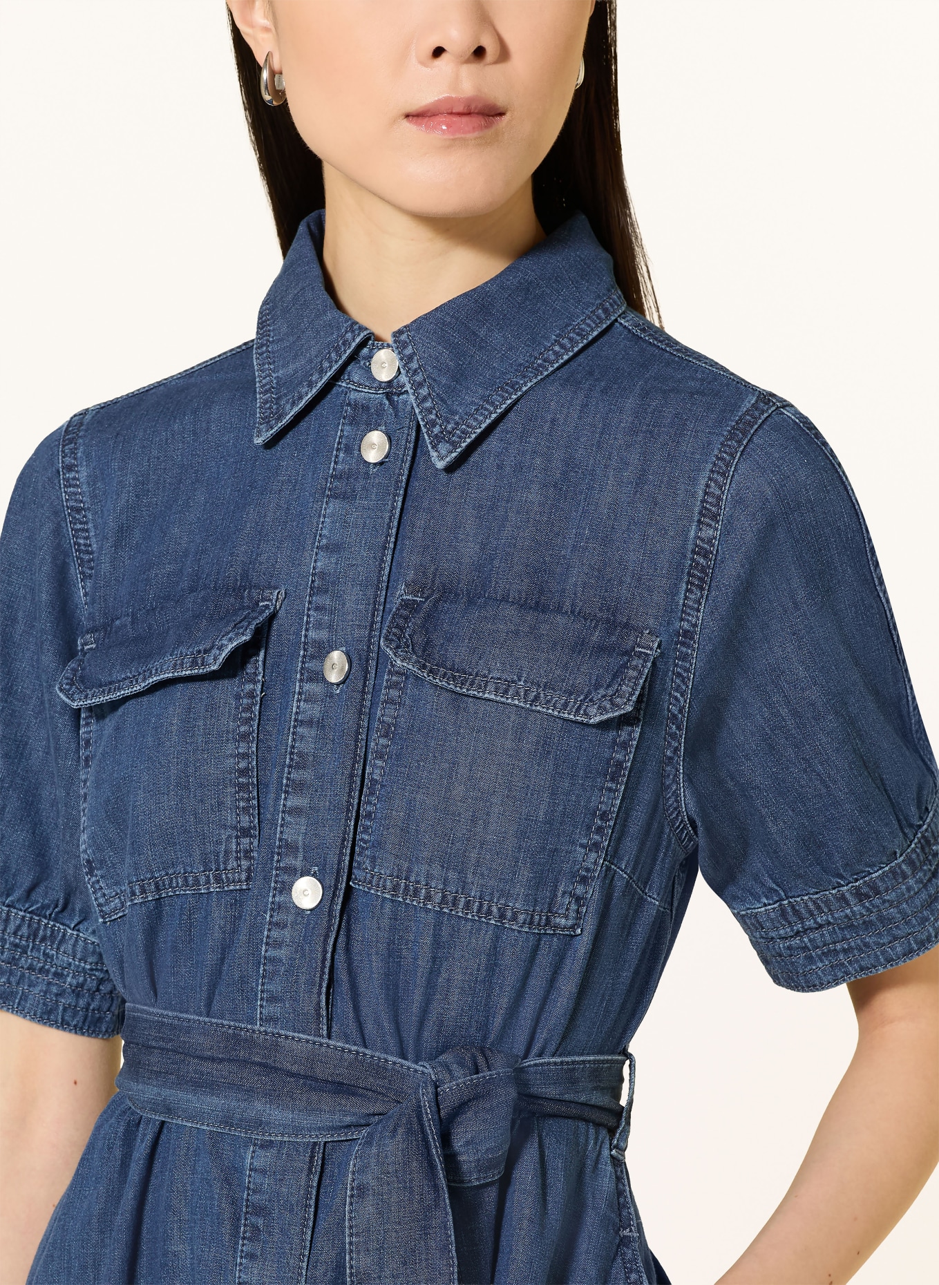 MORE & MORE Hemdblusenkleid in Jeansoptik: DUNKELBLAU