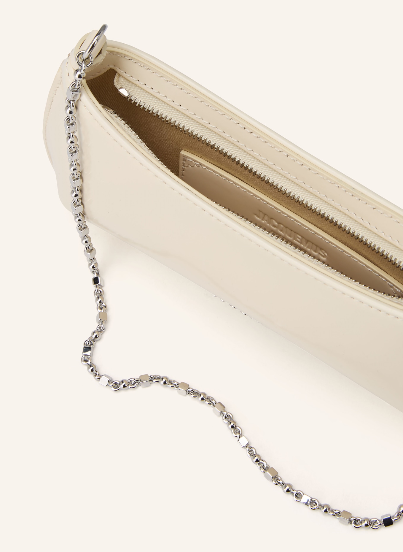 JACQUEMUS Schultertasche LE PETIT BISOU CHAINE: ECRU / SILBER