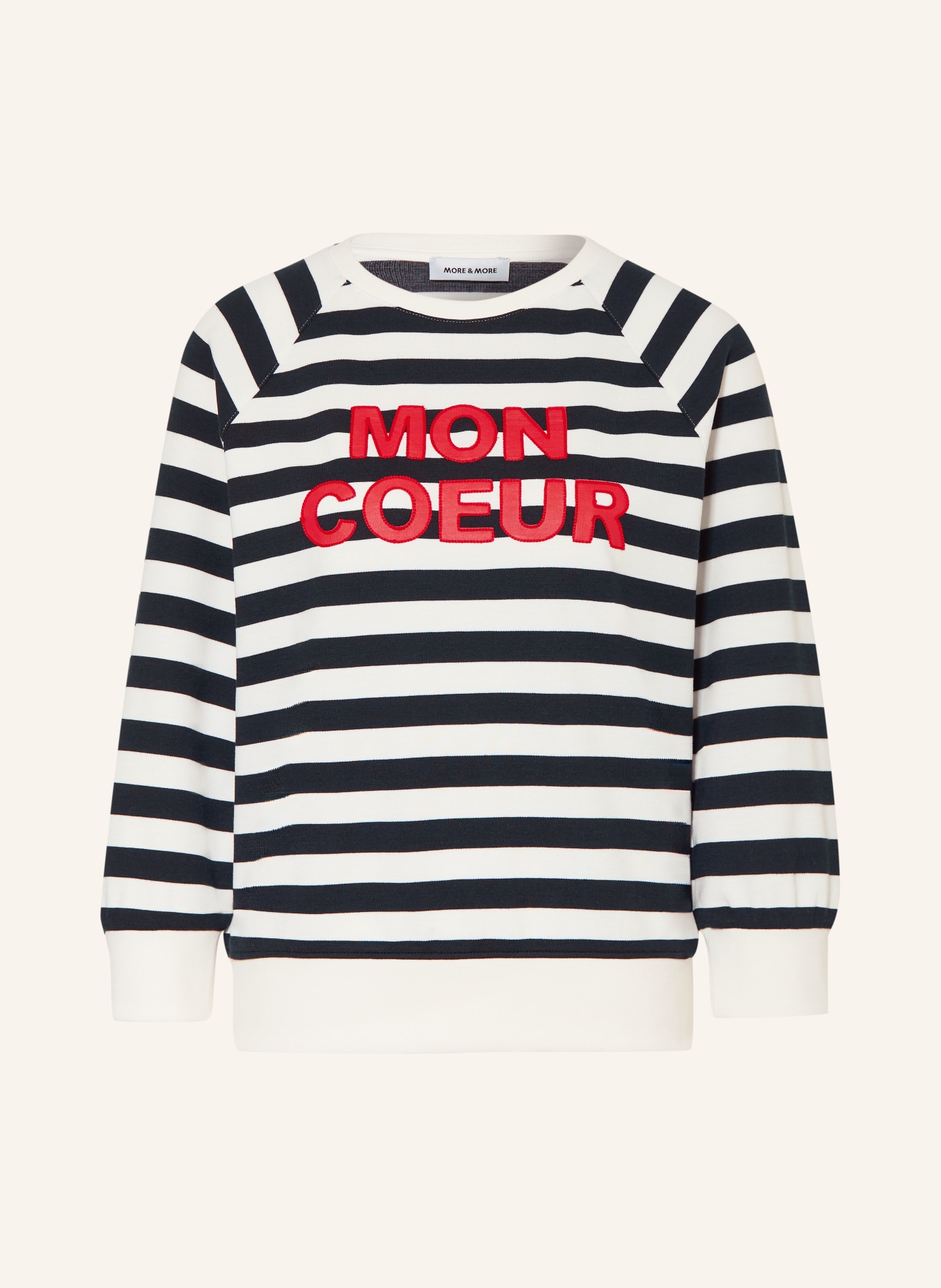 MORE & MORE Mikina s 3/4 rukávem: ČERNÁ / ČERVENÁ / BÍLÁ