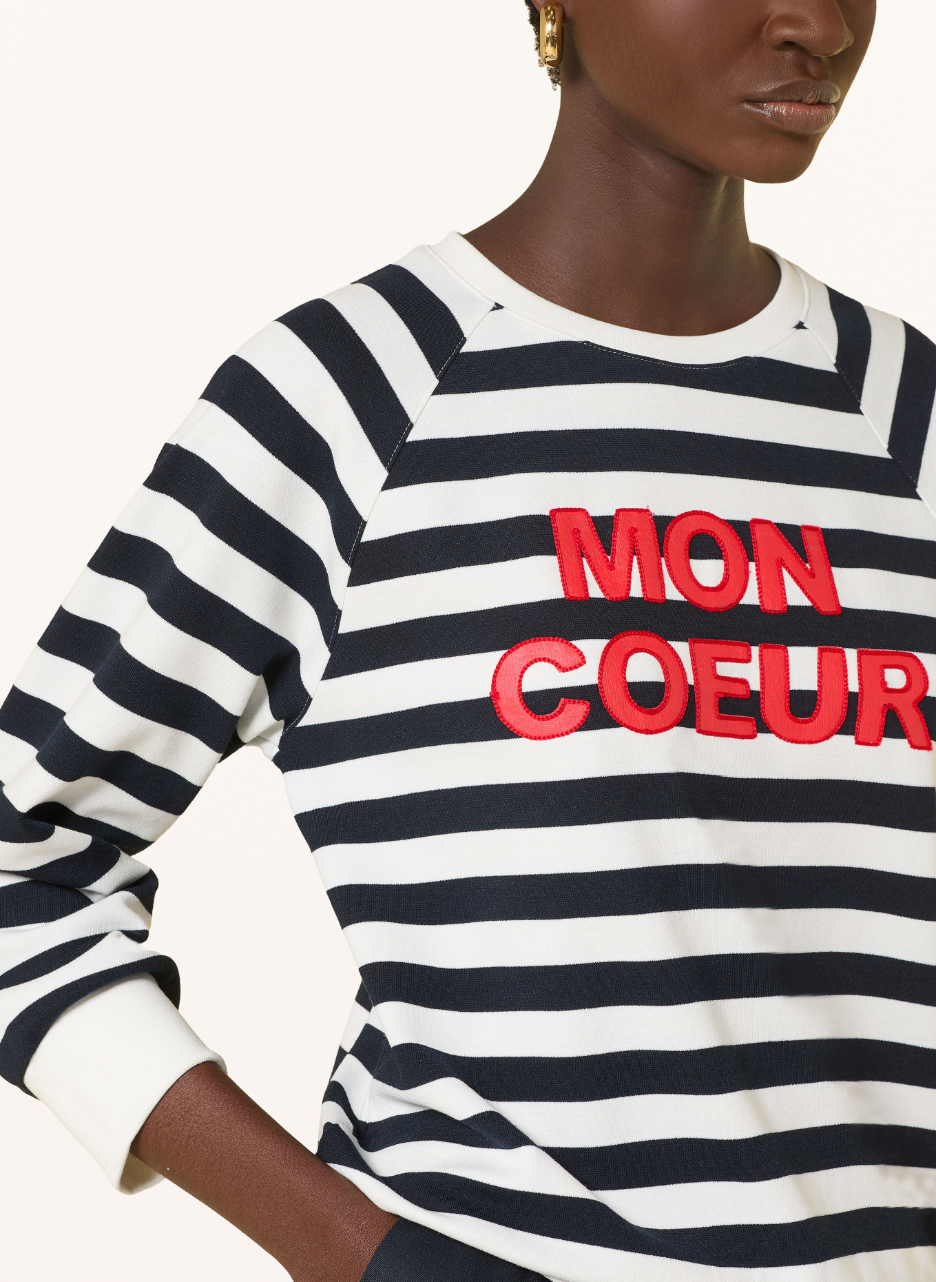 MORE & MORE Mikina s 3/4 rukávem: ČERNÁ / ČERVENÁ / BÍLÁ