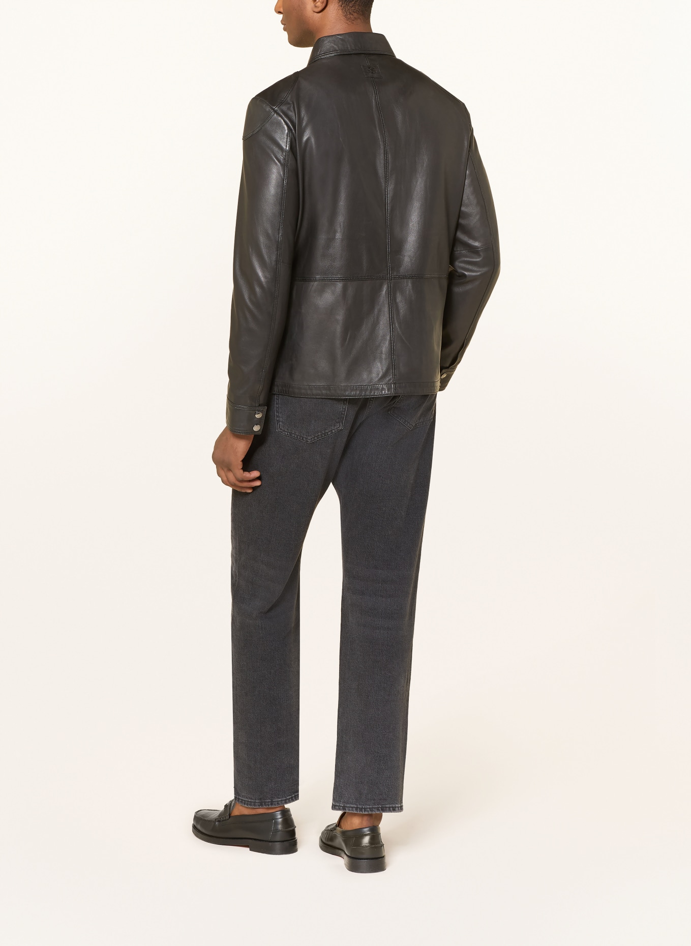 MILESTONE Kožená bunda MSALEXIS: ČERNÁ