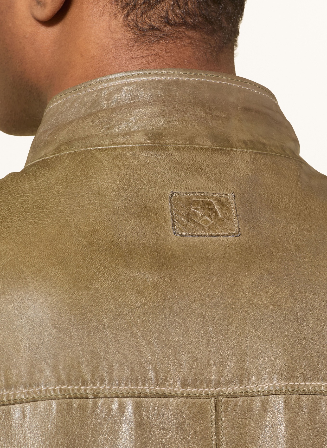 MILESTONE Leather jacket MSETHAN: OLIVE