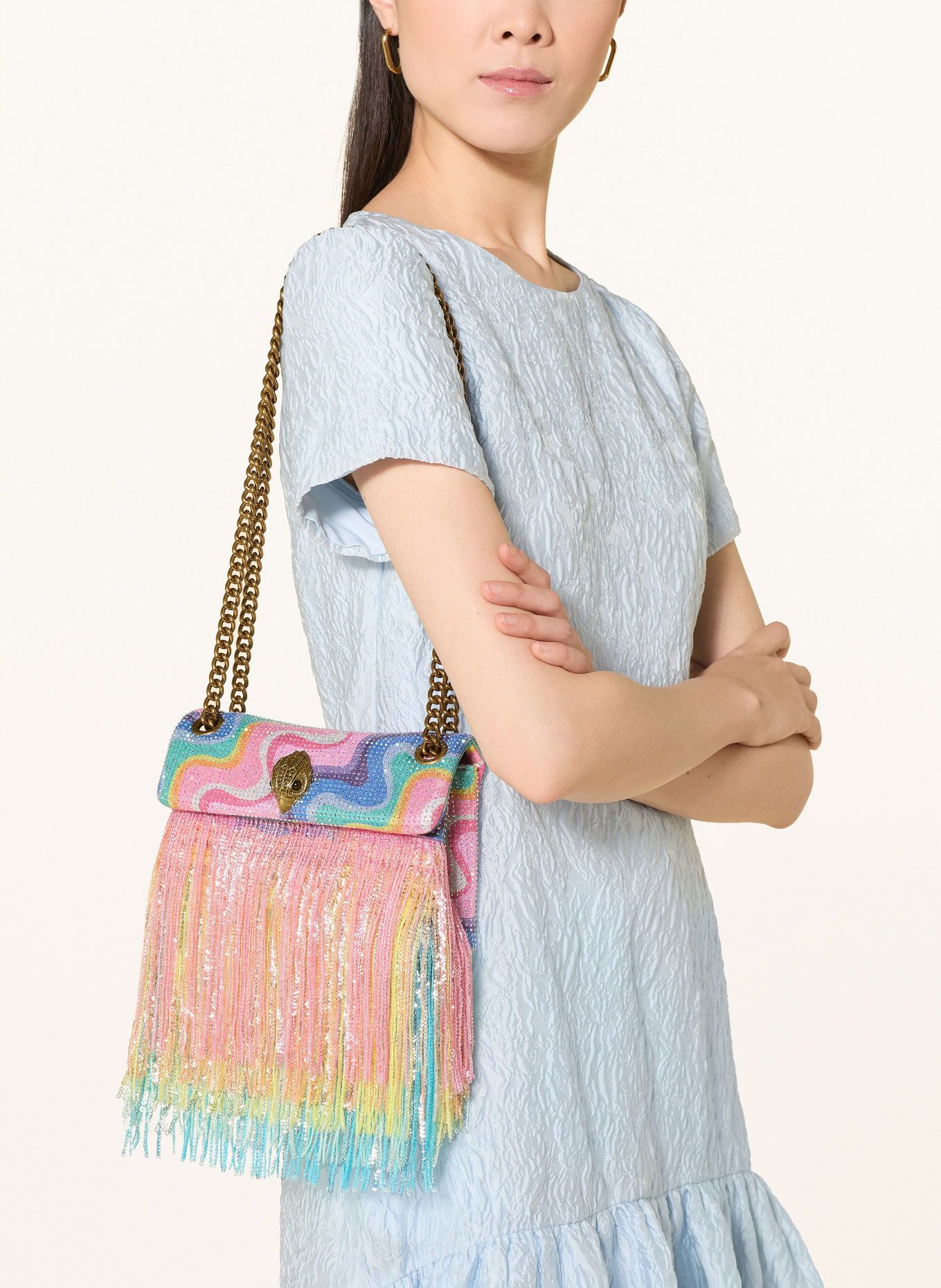 KURT GEIGER Sac à bandoulière KENSINGTON MINI avec pierres décoratives: JAUNE / ROSE / TURQUOISE