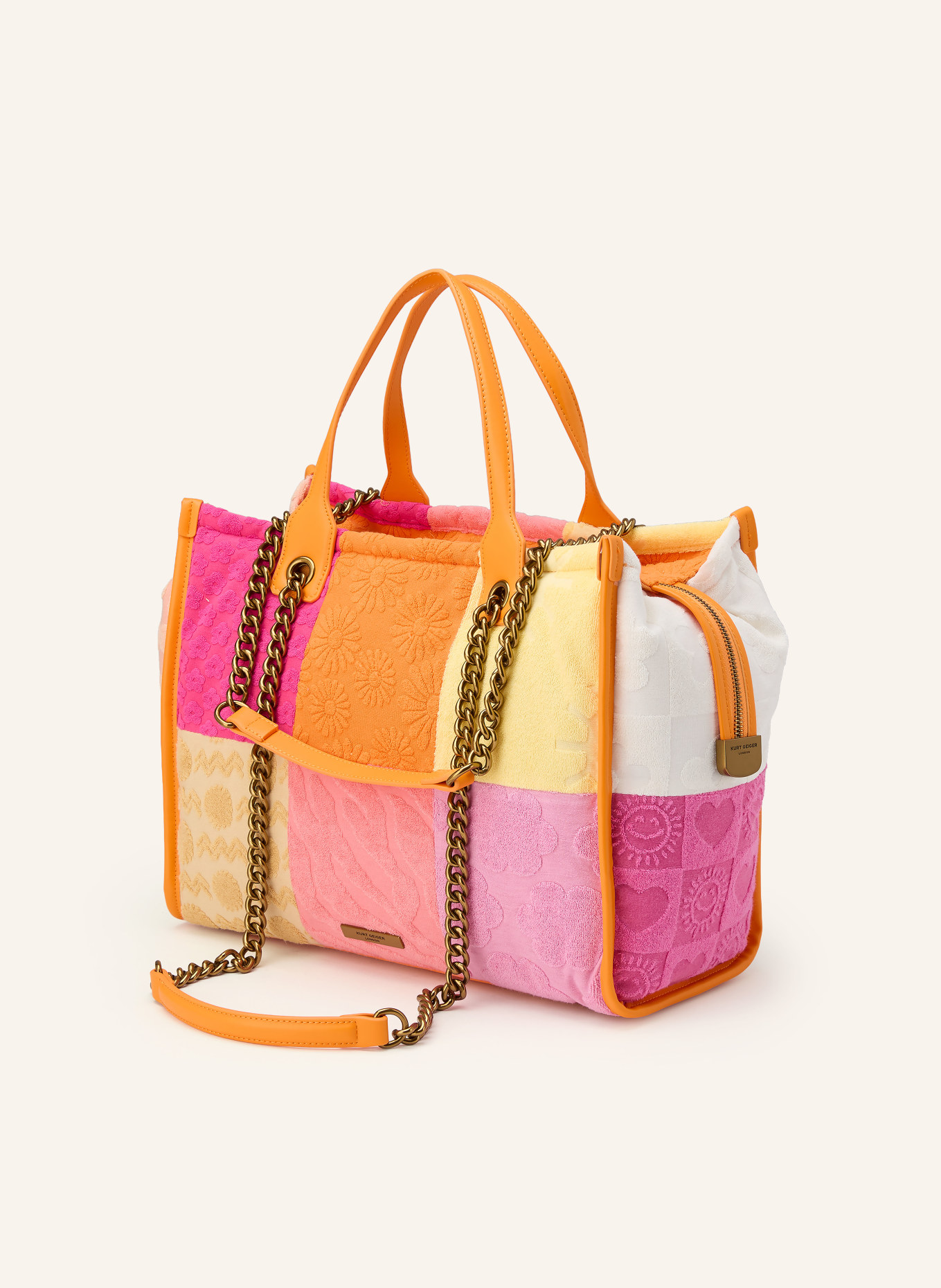 KURT GEIGER Shopper HOXTON: ORANGE / GOLD / PINK
