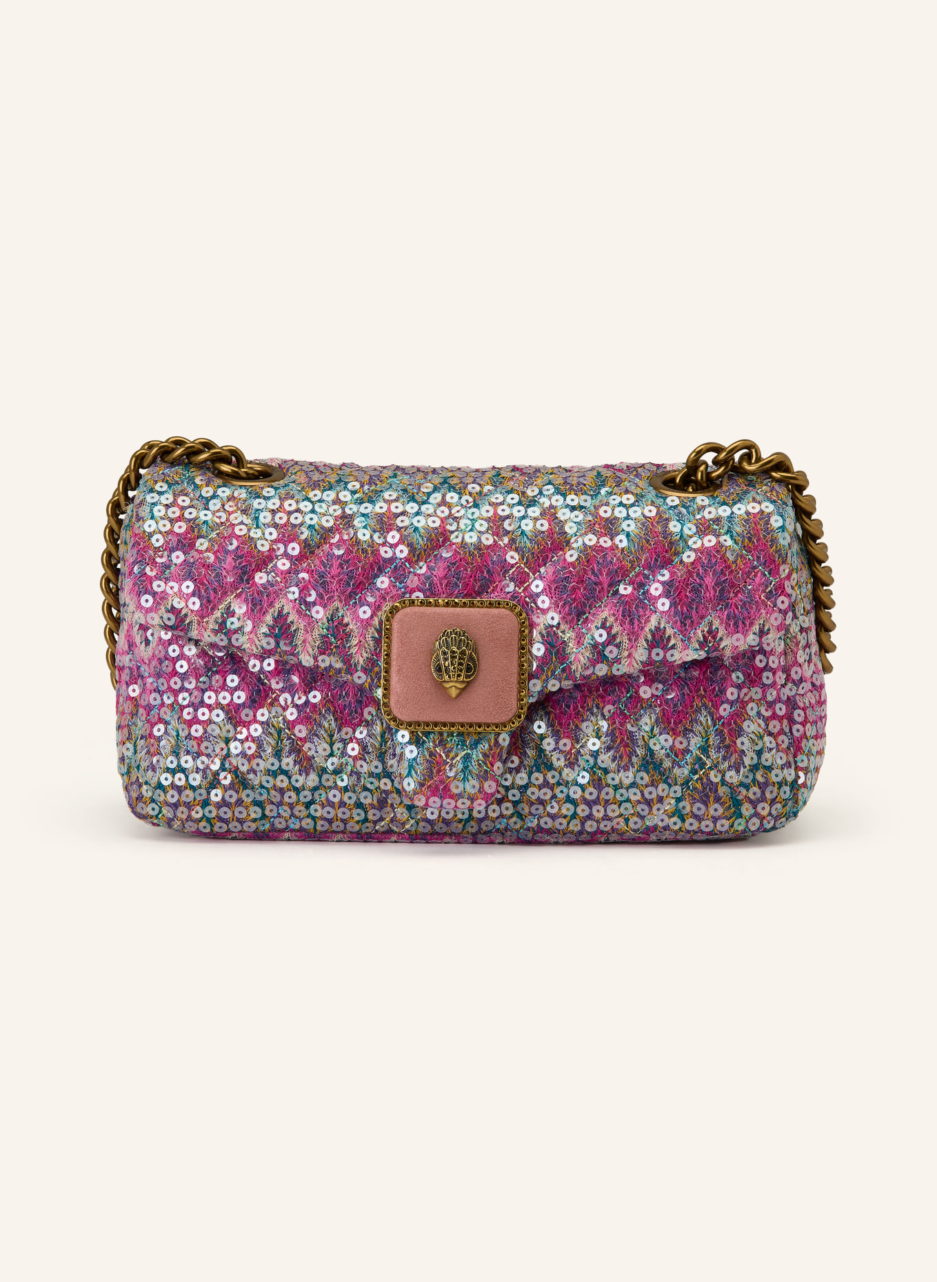 KURT GEIGER PIMLICO shoulder bag with sequins: PINK / PURPLE / TURQUOISE