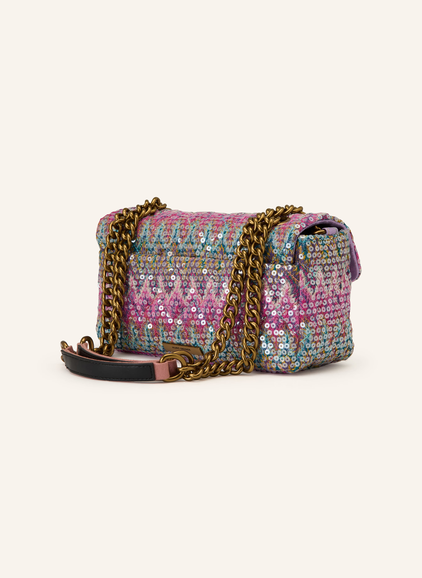 KURT GEIGER PIMLICO shoulder bag with sequins: PINK / PURPLE / TURQUOISE
