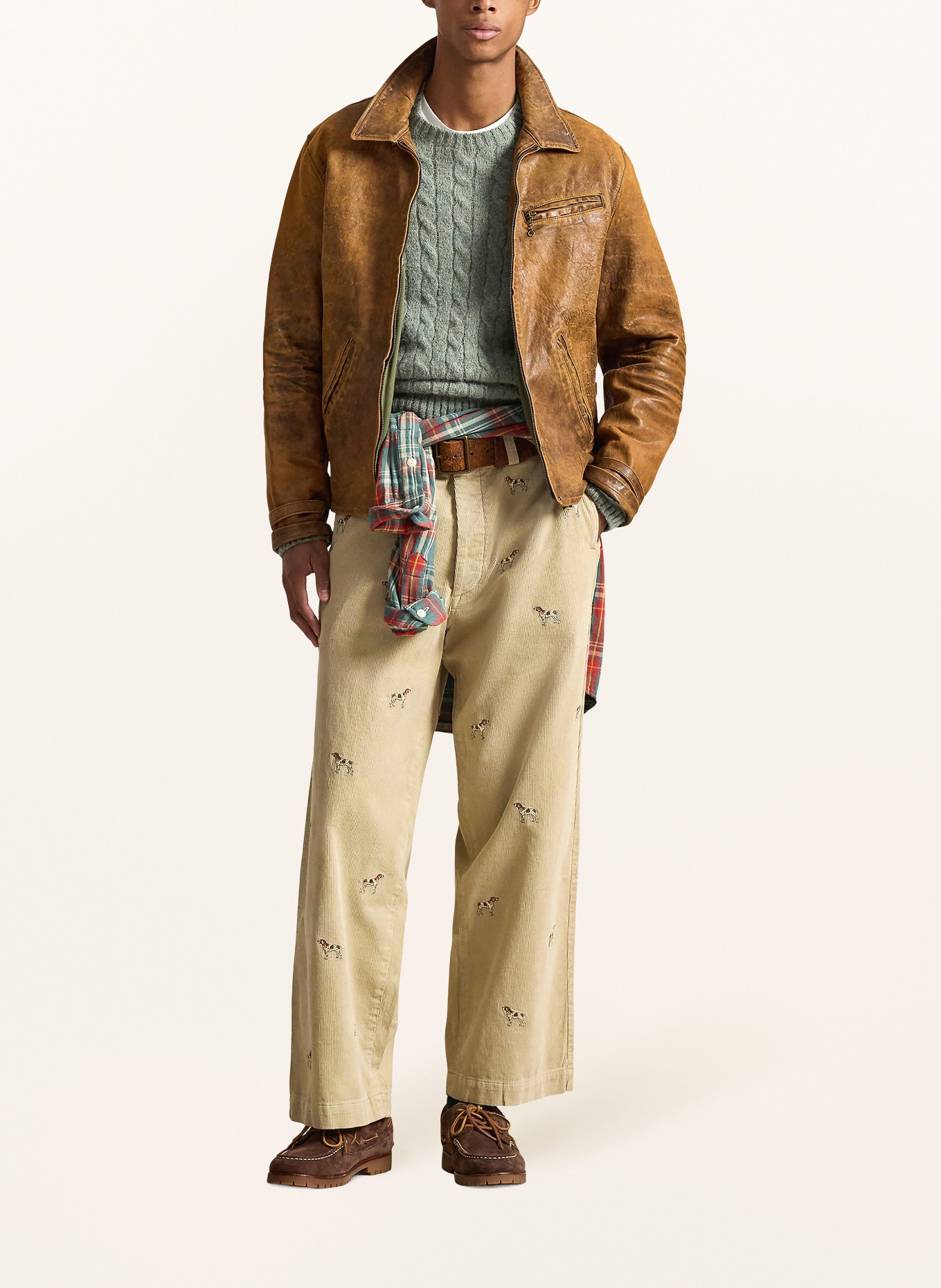 POLO RALPH LAUREN Spodnie z sztruksu Big Fit: BEŻOWY / BRĄZOWY / KREMOWY