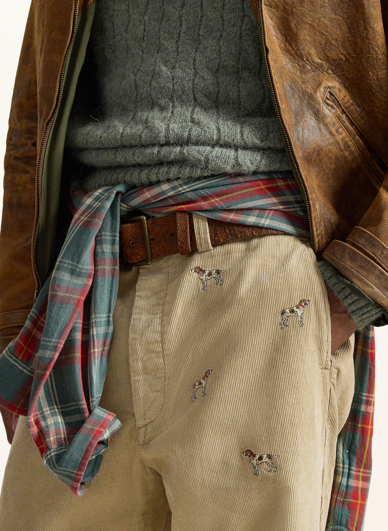 POLO RALPH LAUREN Spodnie z sztruksu Big Fit: BEŻOWY / BRĄZOWY / KREMOWY