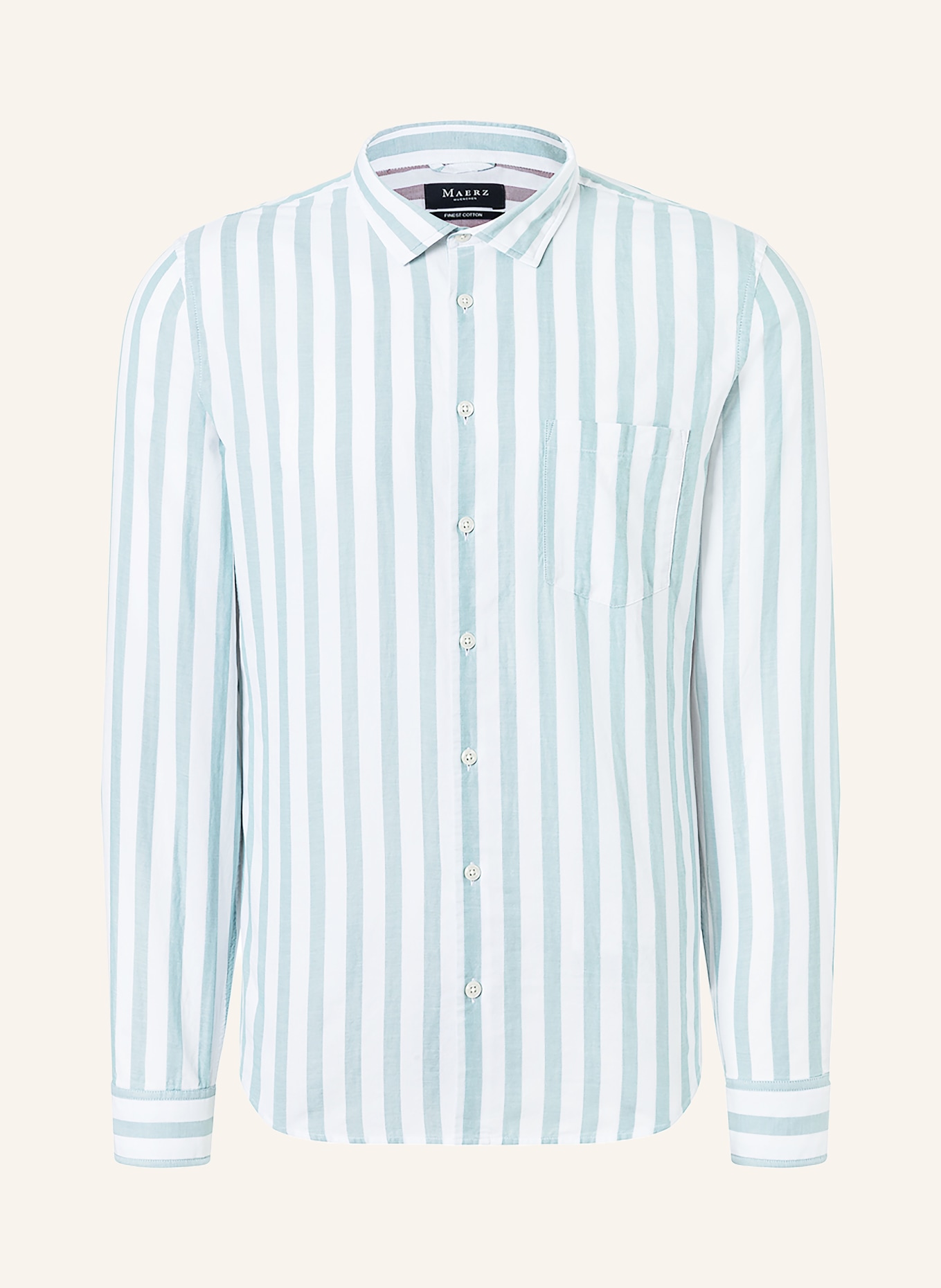 MAERZ MUENCHEN Comfort Fit Shirt: TURQUOISE / WHITE