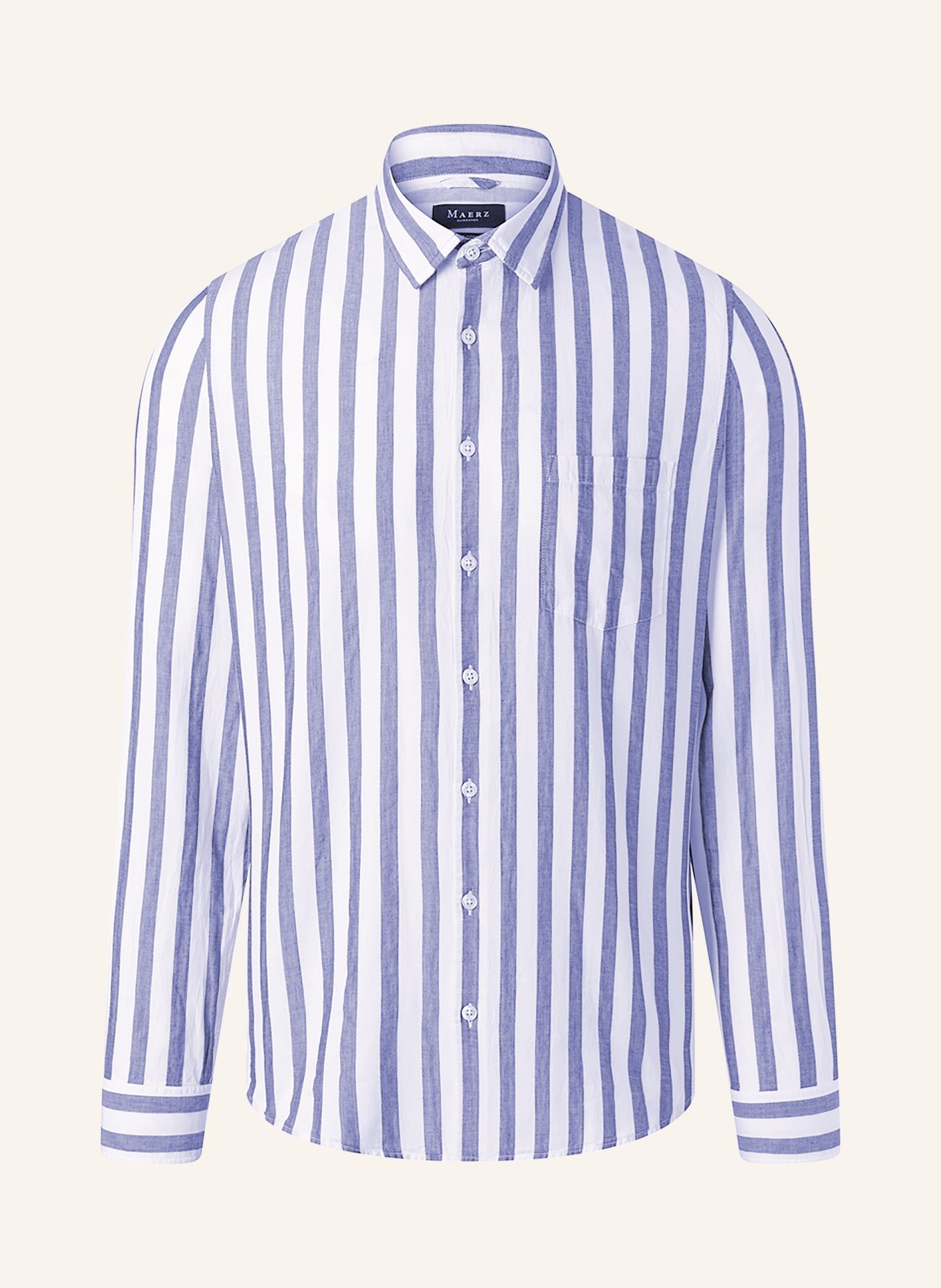 MAERZ MUENCHEN Comfort Fit Shirt: WHITE / DARK BLUE