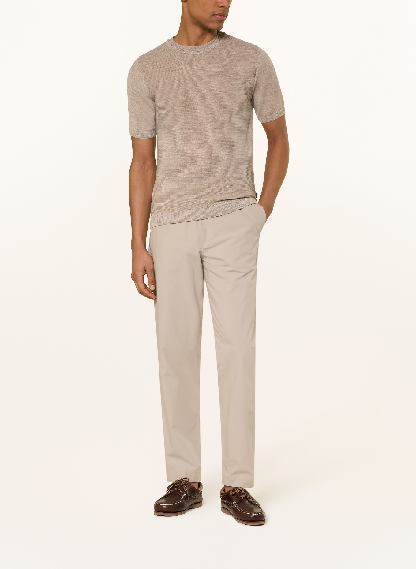MAERZ MUENCHEN Merino wool knit shirt: LIGHT BROWN