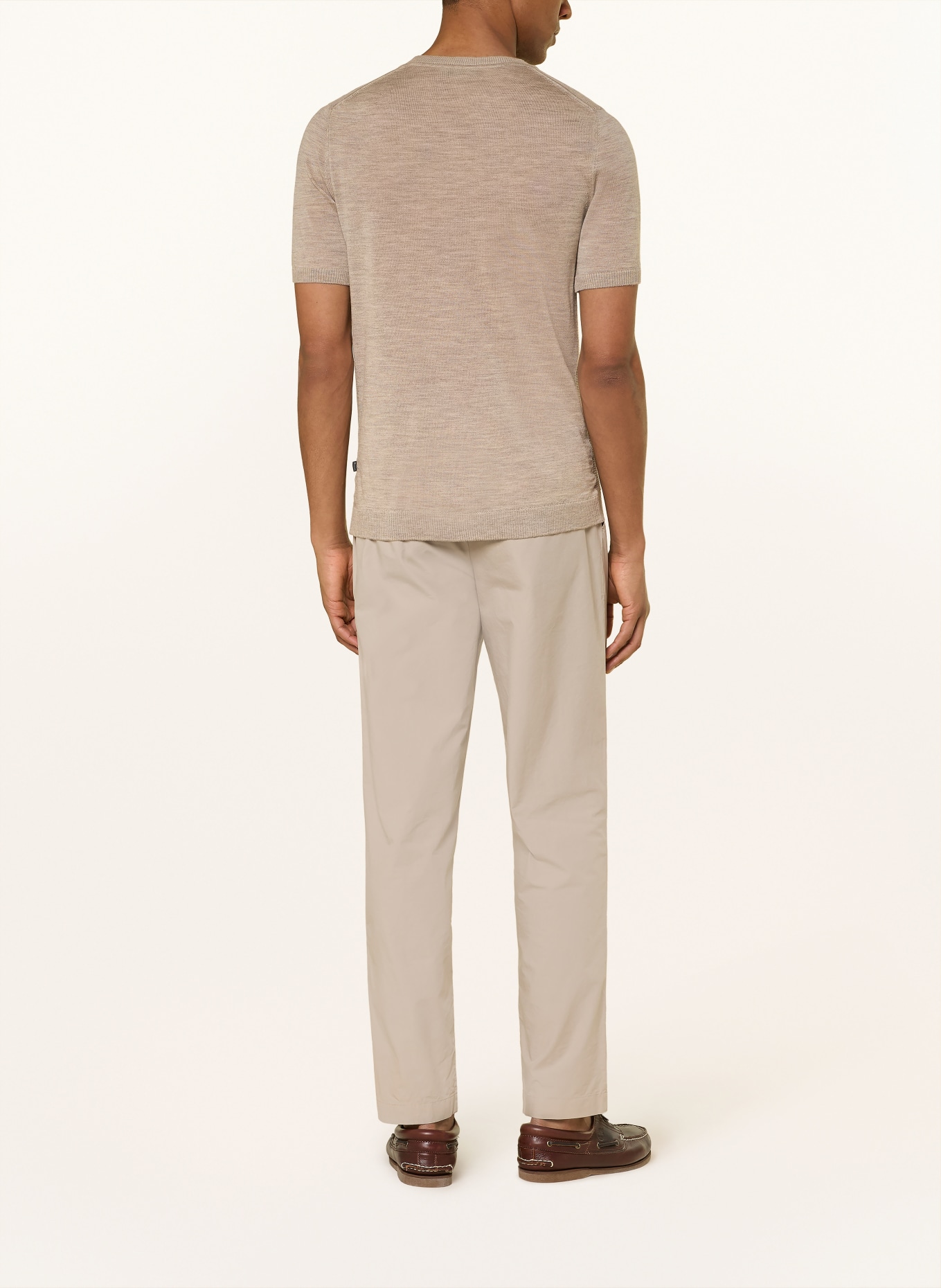 MAERZ MUENCHEN Merino wool knit shirt: LIGHT BROWN