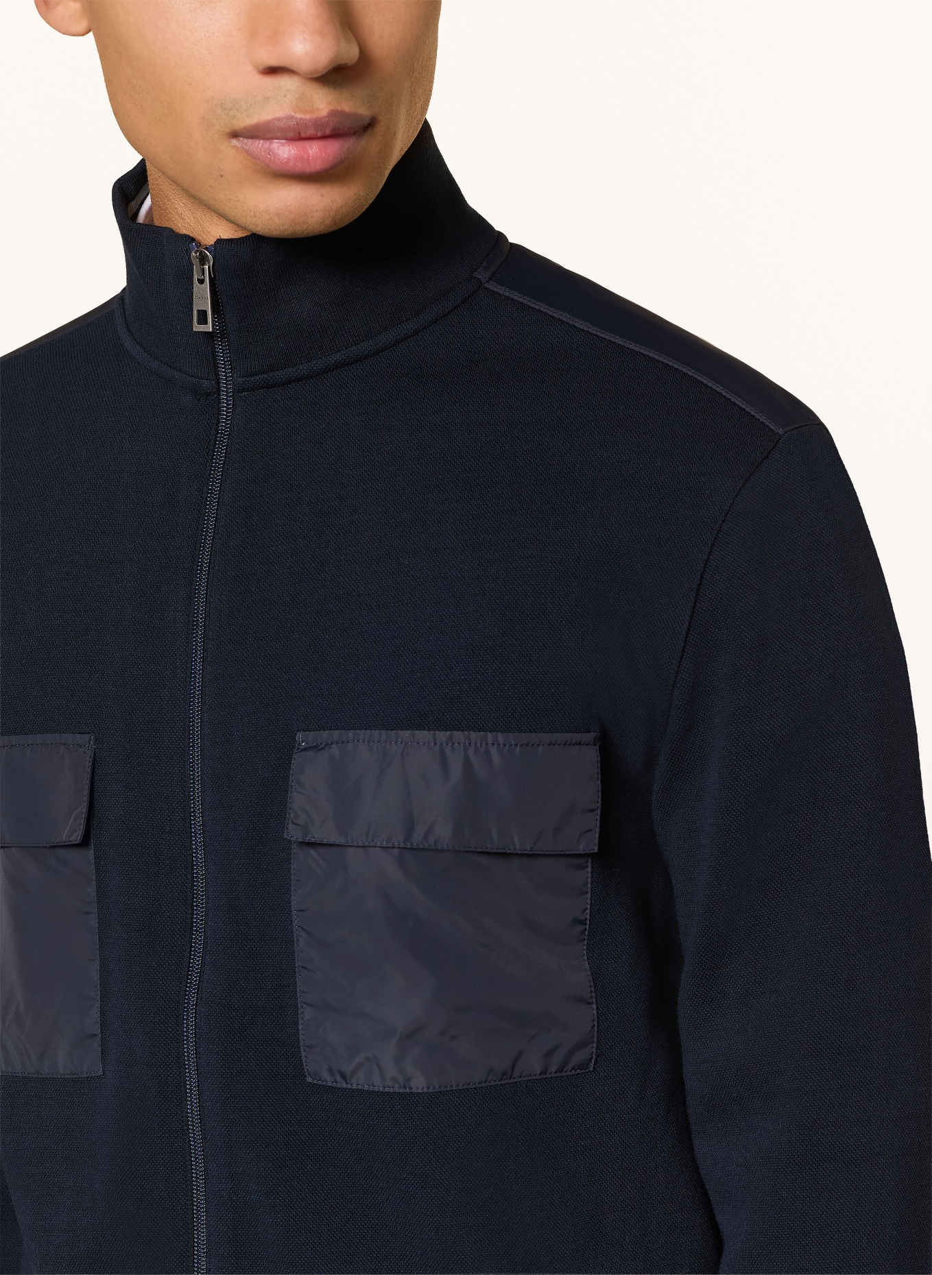 MAERZ MUENCHEN Sweat jacket in a mix of materials: DARK BLUE