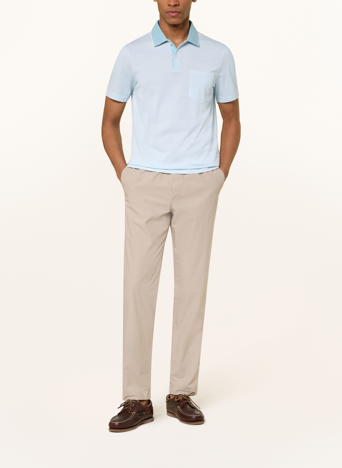 MAERZ MUENCHEN Jersey-Poloshirt: TÜRKIS / WEISS