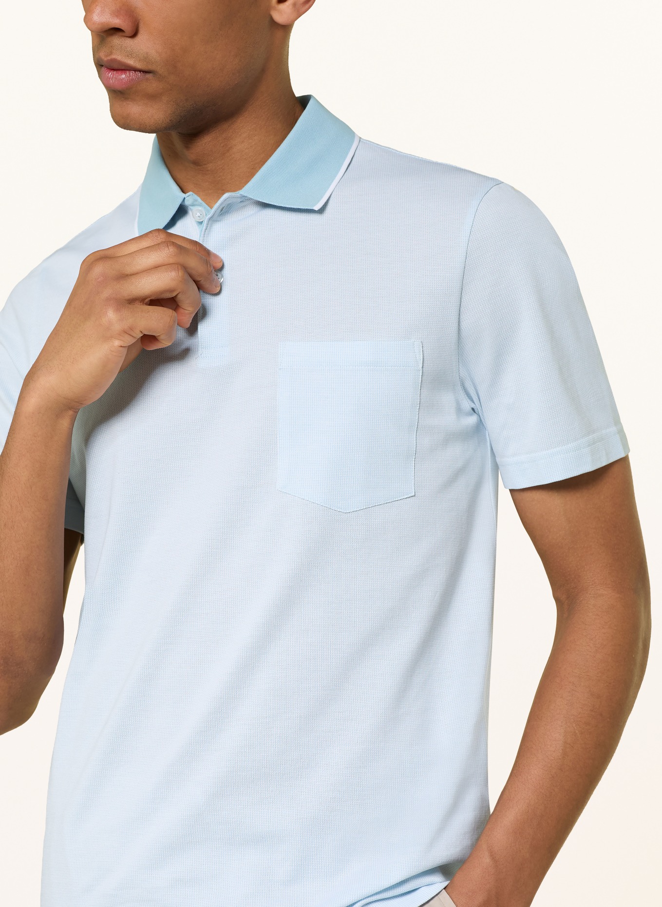 MAERZ MUENCHEN Jersey-Poloshirt: TÜRKIS / WEISS