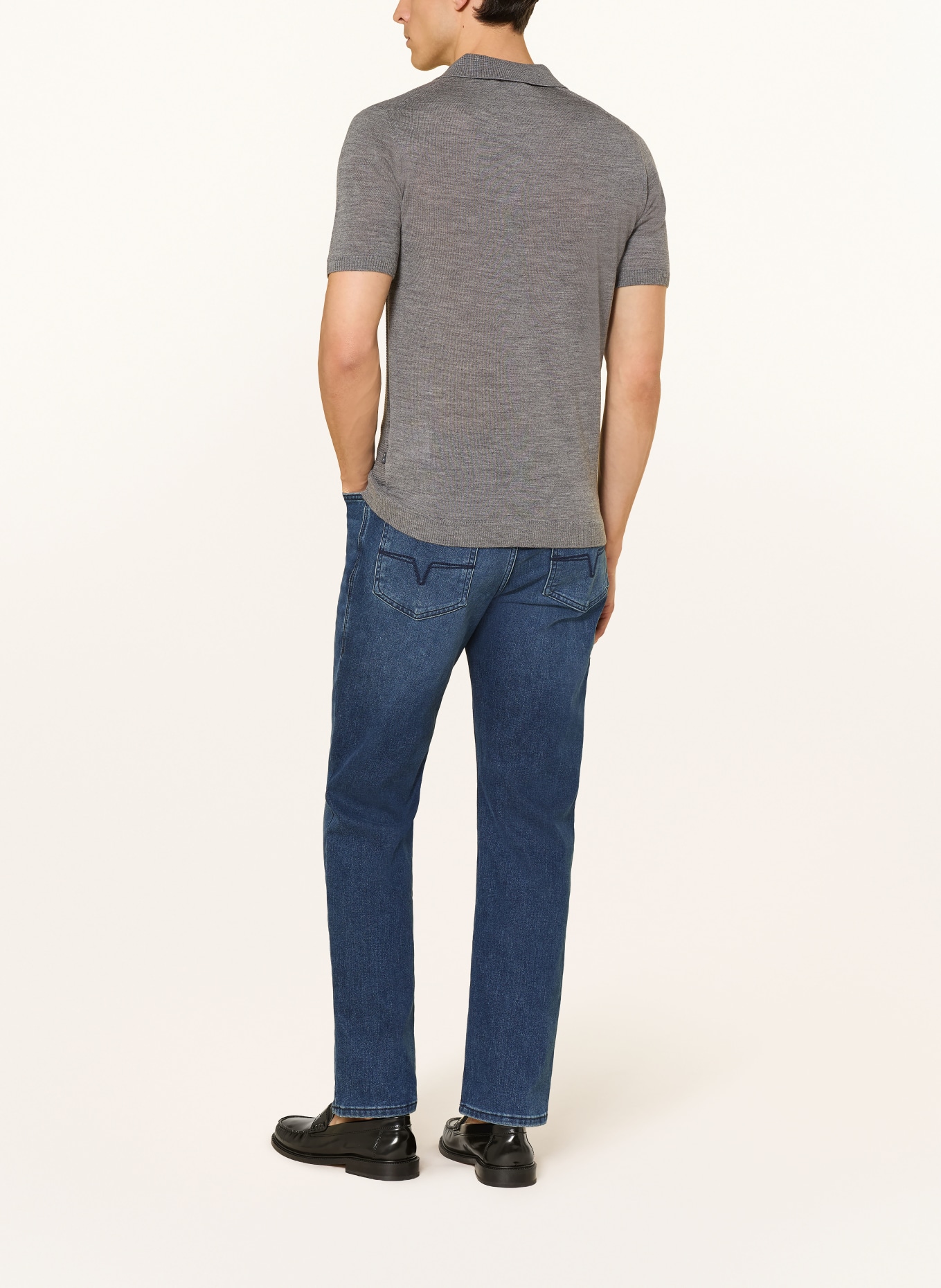 MAERZ MUENCHEN Strick-Poloshirt: GRAU