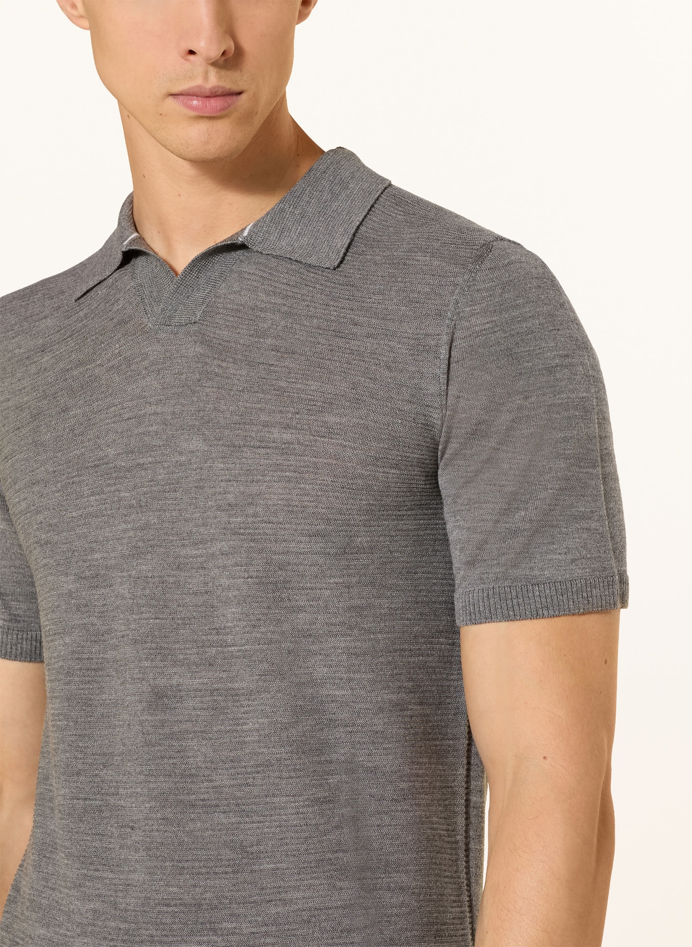 MAERZ MUENCHEN Strick-Poloshirt: GRAU