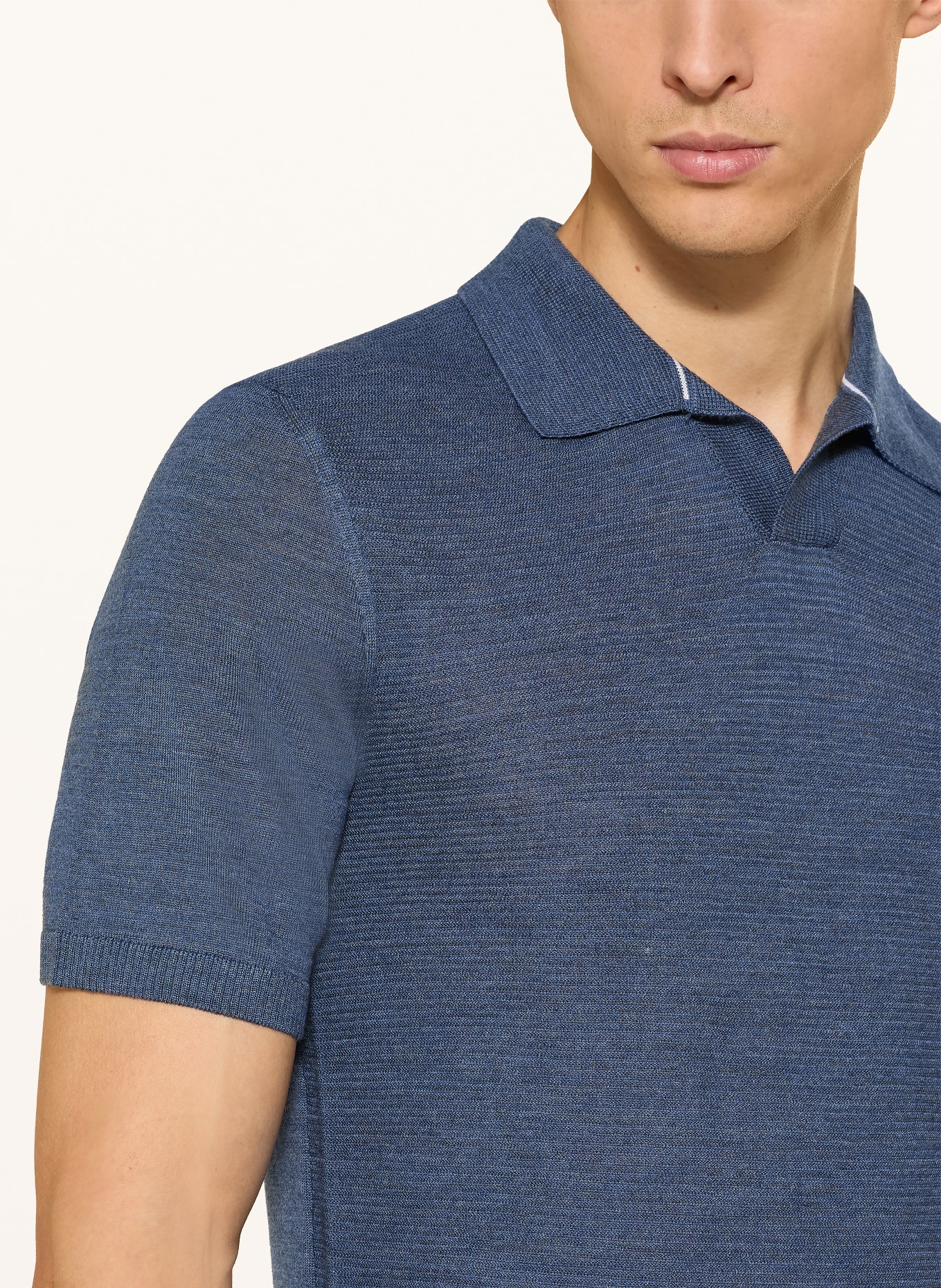 MAERZ MUENCHEN Strick-Poloshirt: BLAU