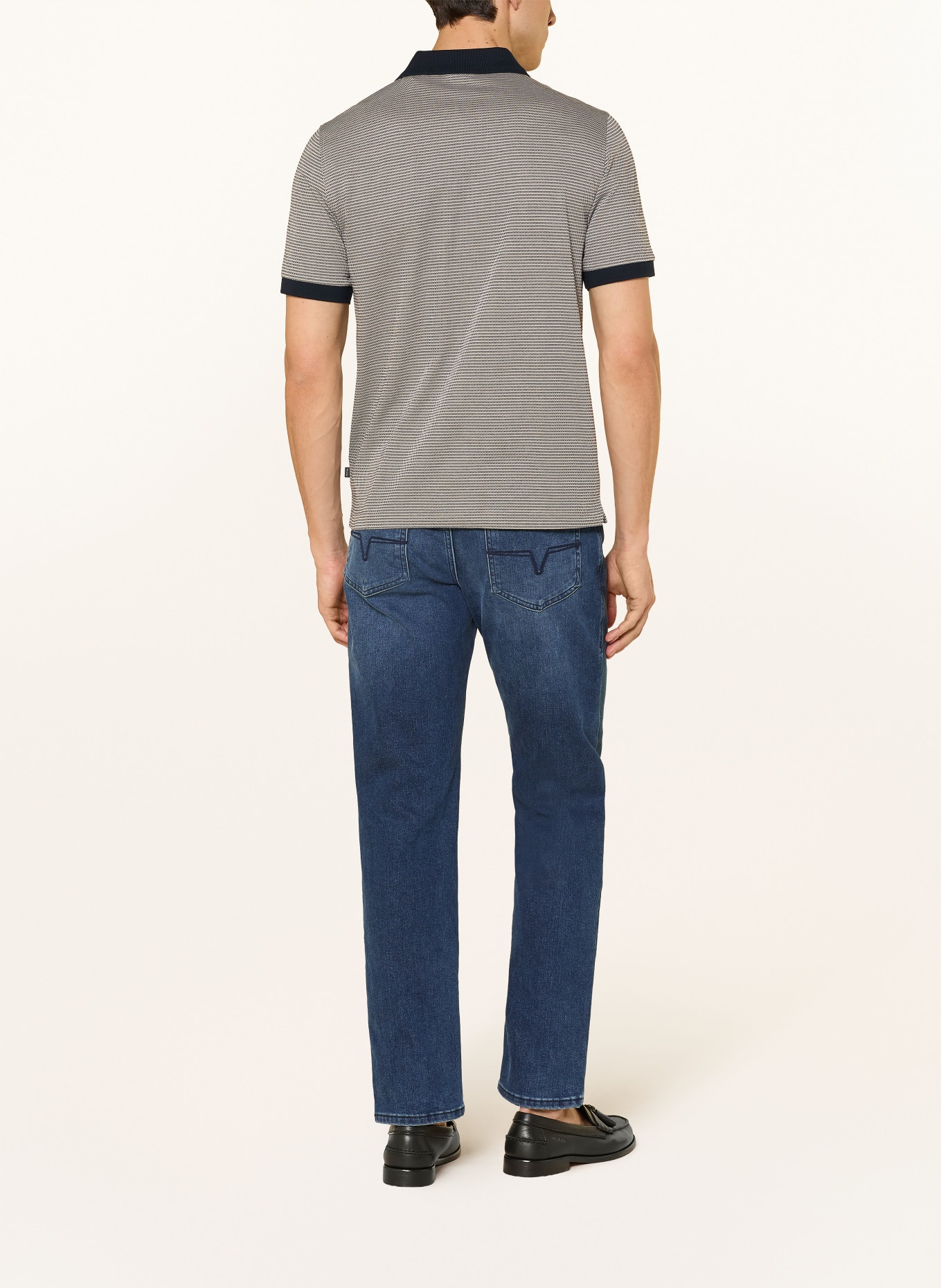 MAERZ MUENCHEN Jerseyové polo tričko: BÉŽOVÁ / TMAVĚ MODRÁ