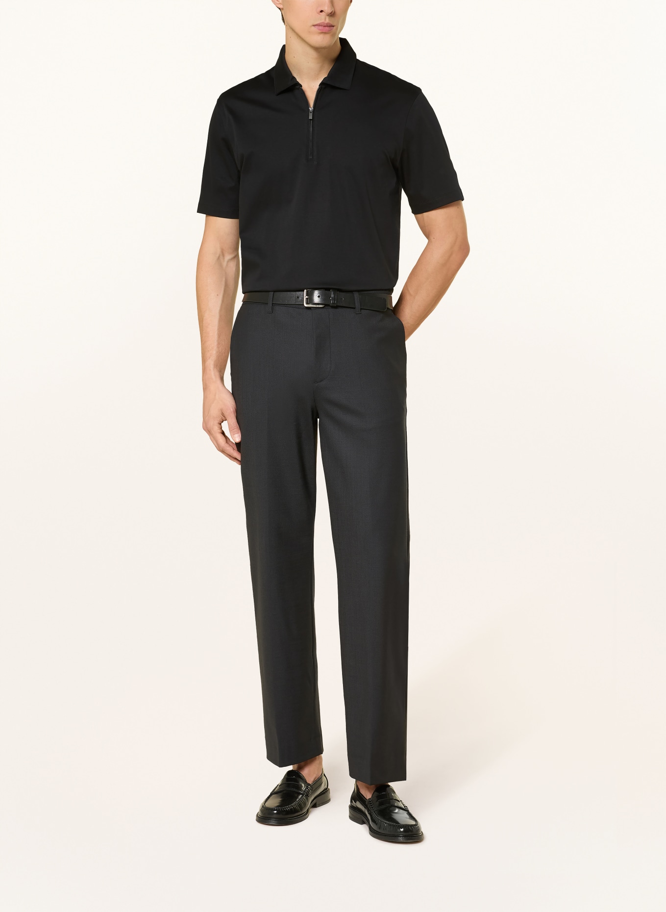 OLYMP SIGNATURE Strick-Poloshirt: SCHWARZ