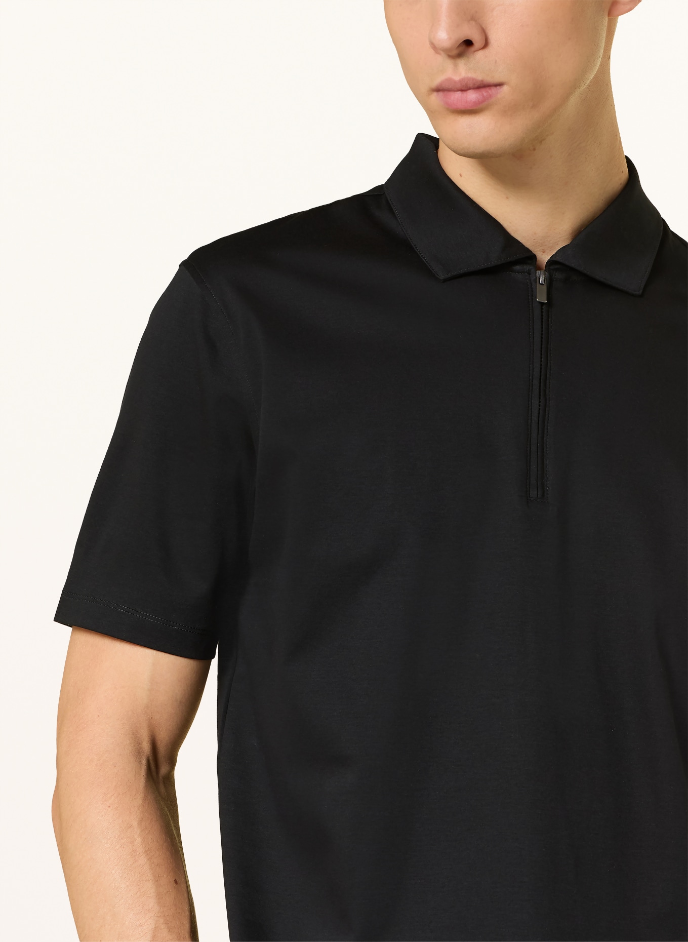 OLYMP SIGNATURE Strick-Poloshirt: SCHWARZ