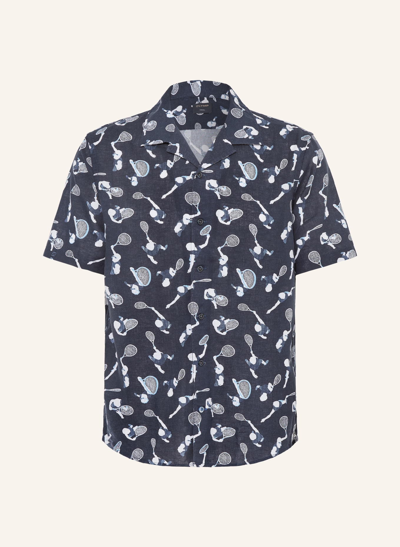 OLYMP Resorthemd comfort fit mit Leinen: DUNKELBLAU / HELLBLAU / WEISS