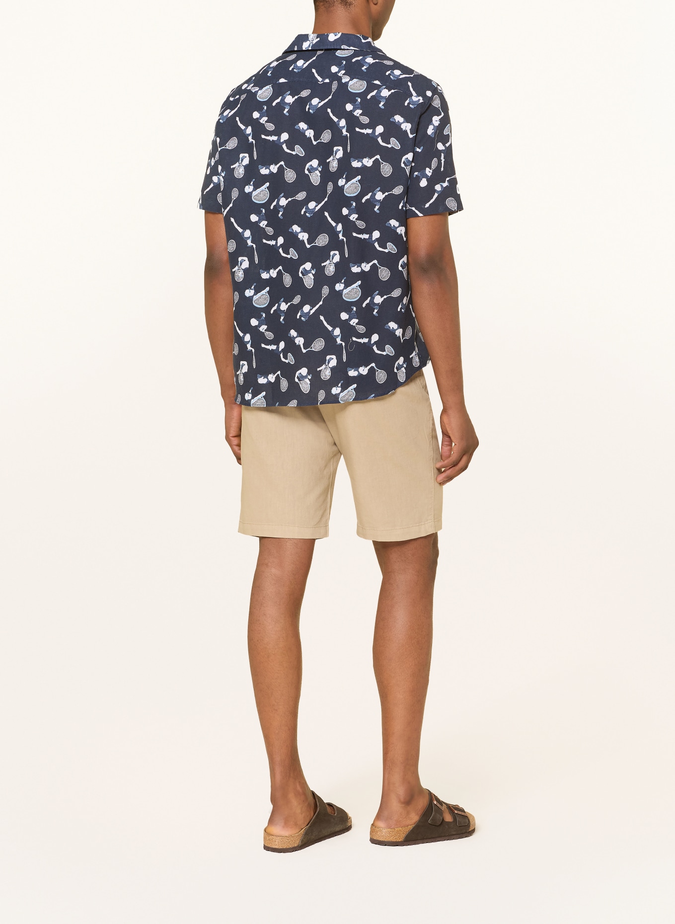 OLYMP Resorthemd comfort fit mit Leinen: DUNKELBLAU / HELLBLAU / WEISS