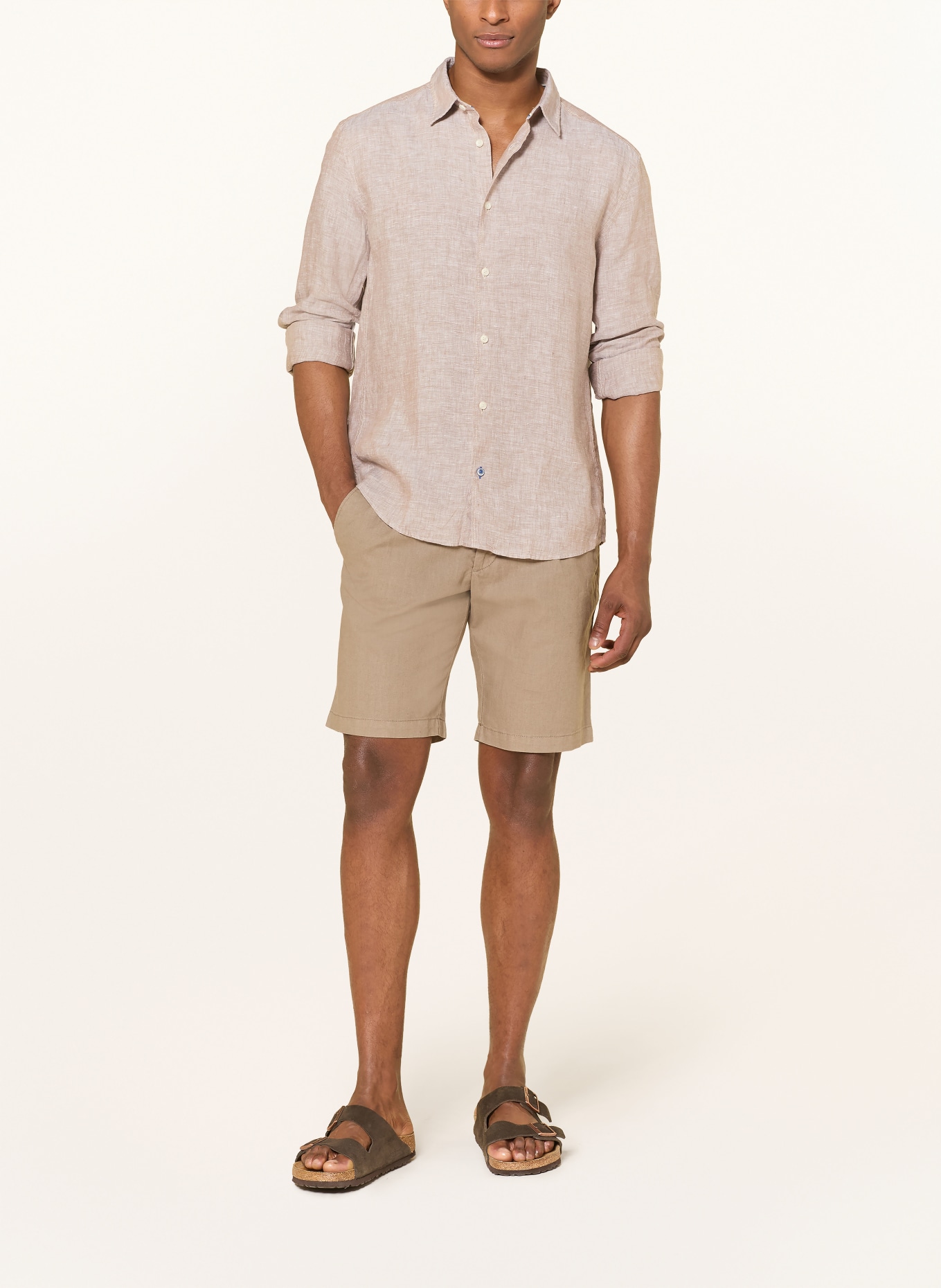 OLYMP Leinenhemd regular fit: HELLBRAUN