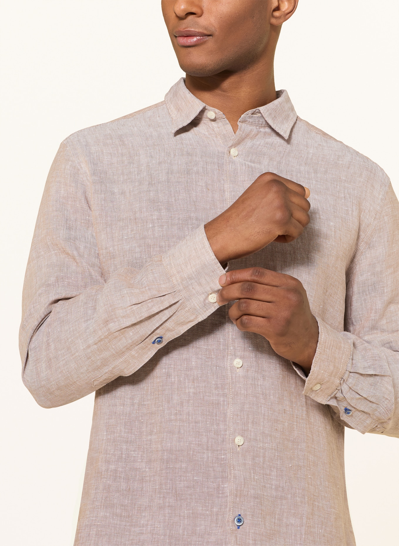 OLYMP Leinenhemd regular fit: HELLBRAUN