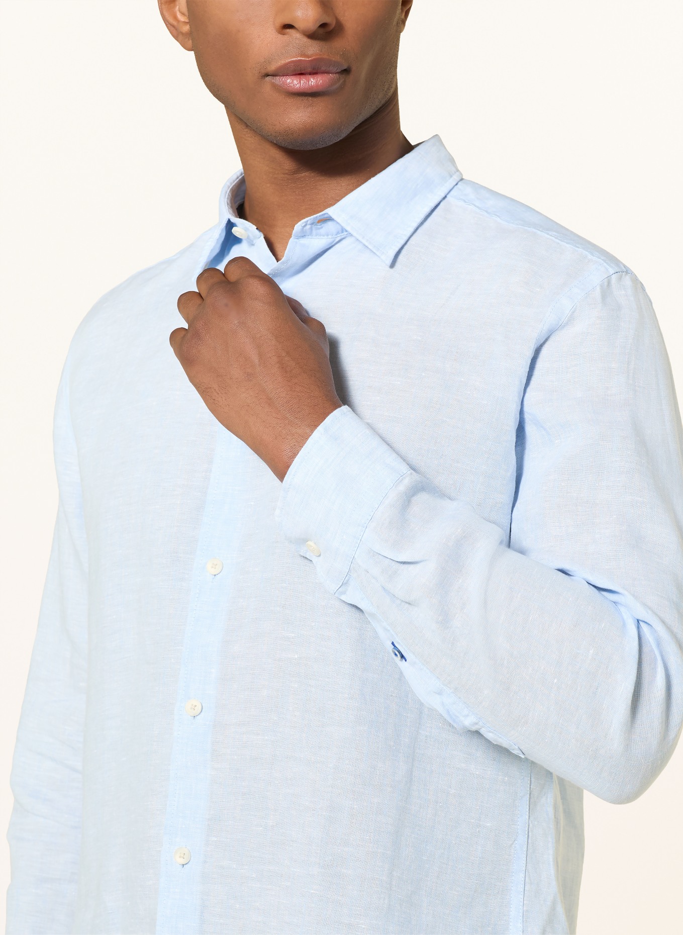 OLYMP Leinenhemd regular fit: HELLBLAU