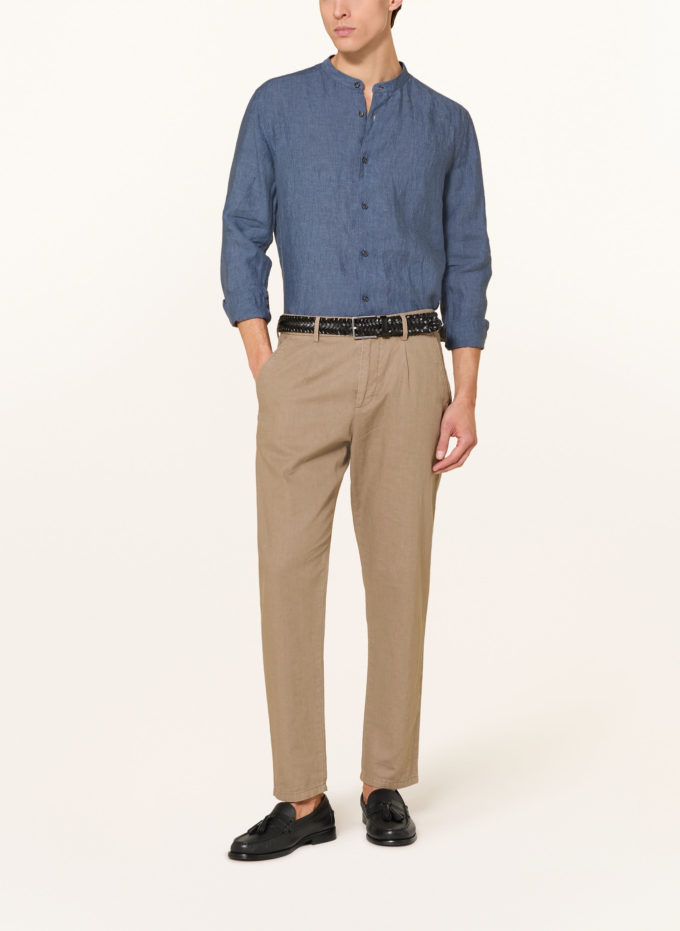 OLYMP Leinenhemd Casual regular fit mit Stehkragen: BLAU