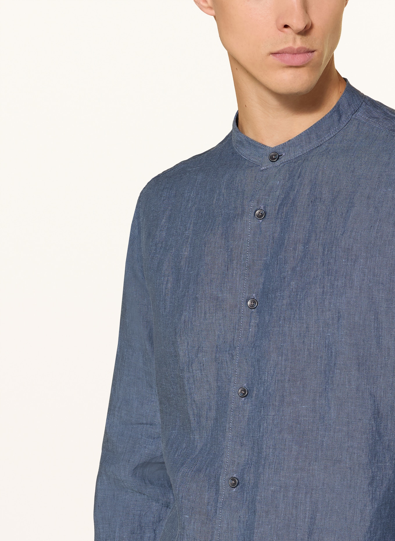 OLYMP Leinenhemd Casual regular fit mit Stehkragen: BLAU