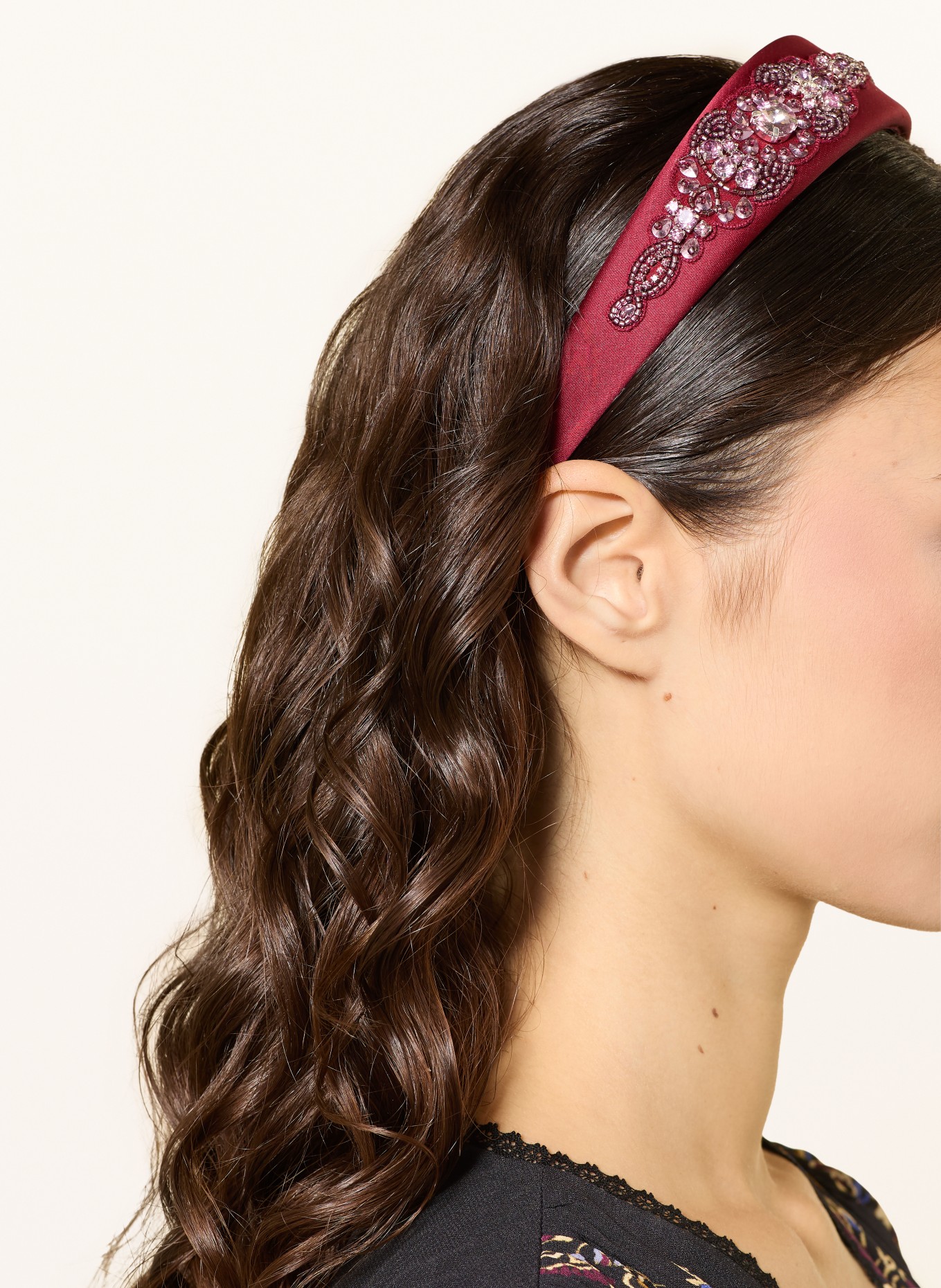 ETRO Satin headband with gemstones: DARK RED