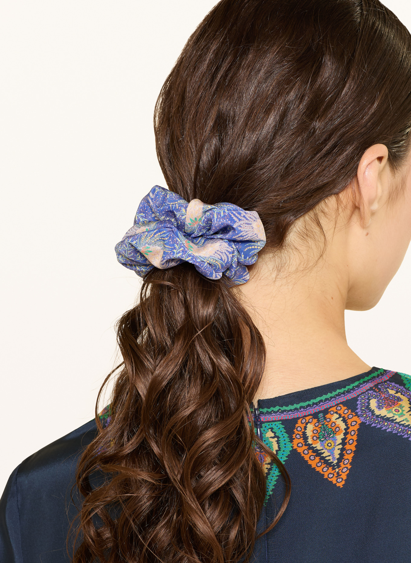 ETRO Silk hair tie: BLUE / BEIGE
