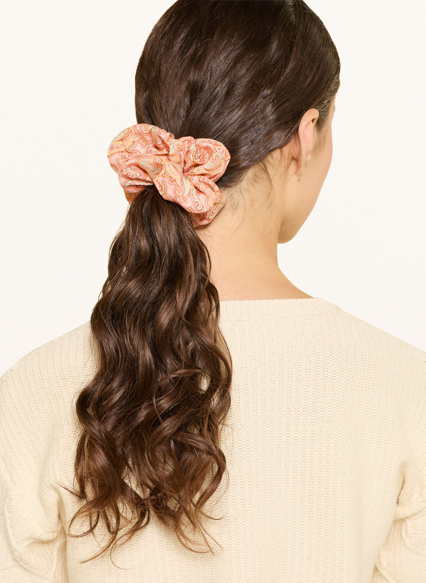 ETRO Silk hair tie: SALMON / BEIGE / MINT