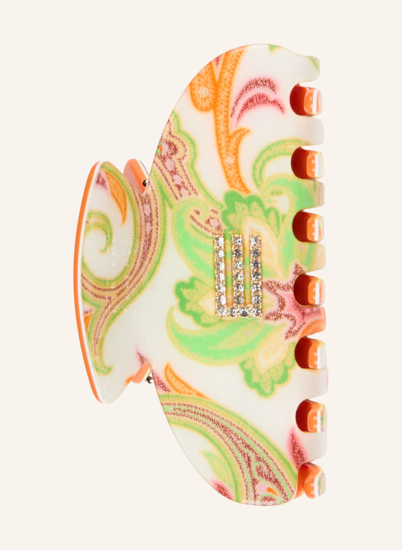 ETRO Haarklammer mit Schmucksteinen: HELLGRÜN / ORANGE / WEISS