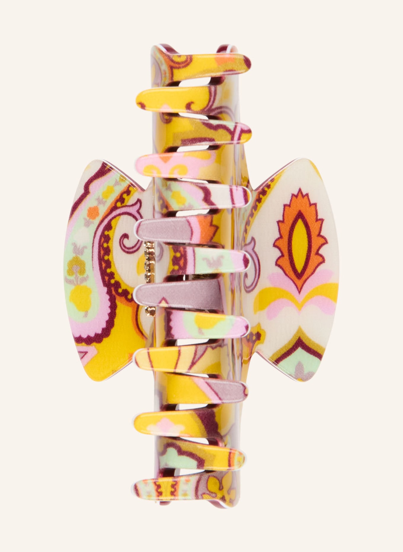 ETRO Haarklammer mit Schmucksteinen: GELB / CREME / DUNKELROT