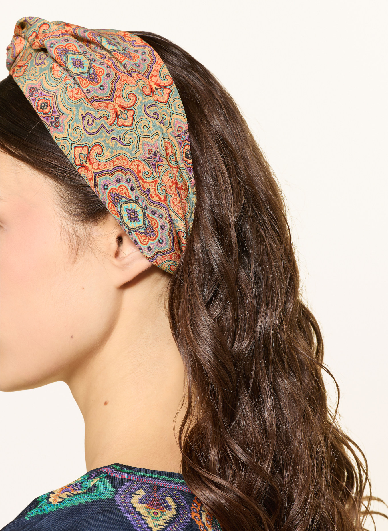 ETRO Silk hairband: GREEN / PURPLE / RED
