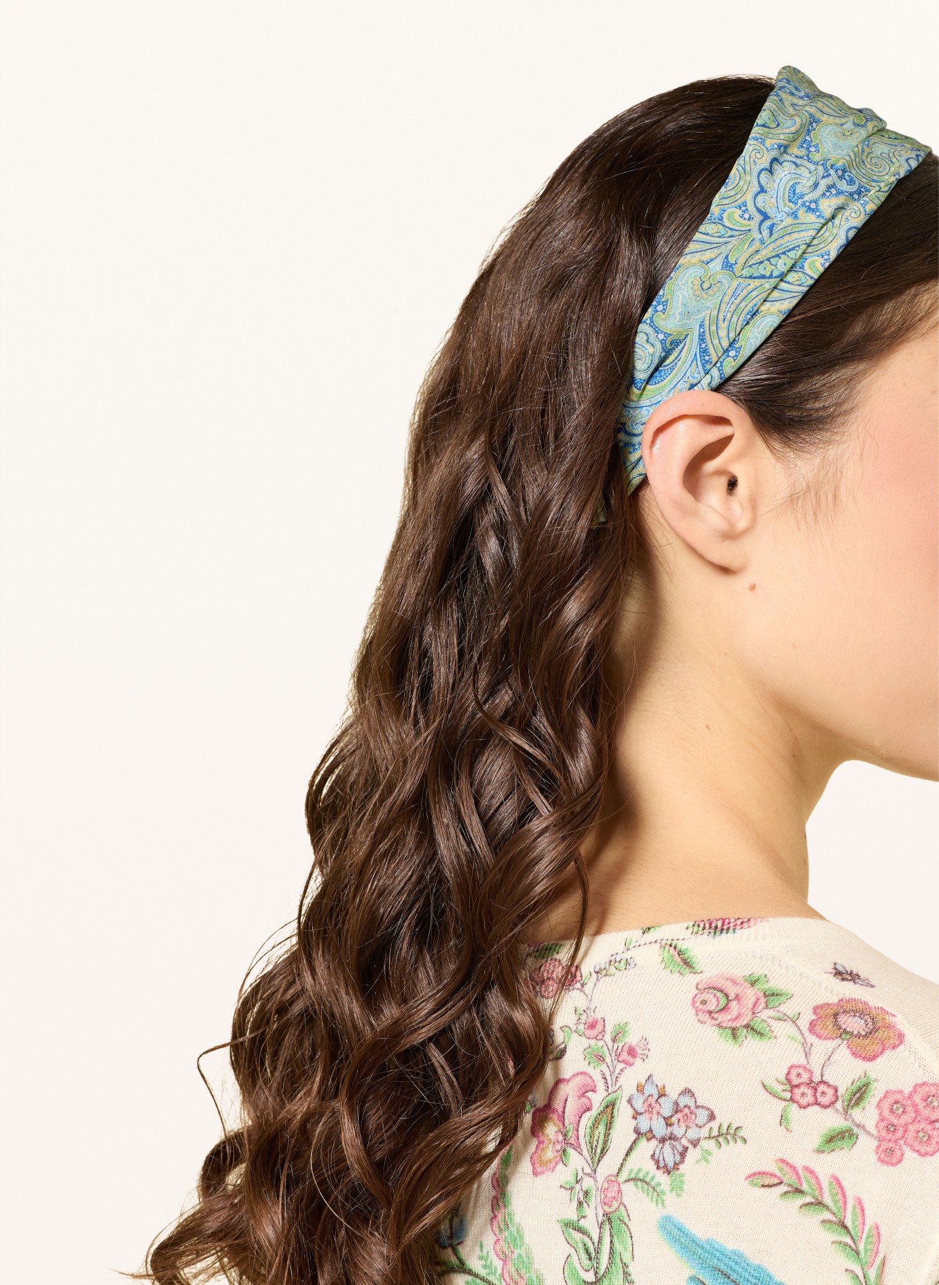 ETRO Silk hairband: LIGHT GREEN / BLUE