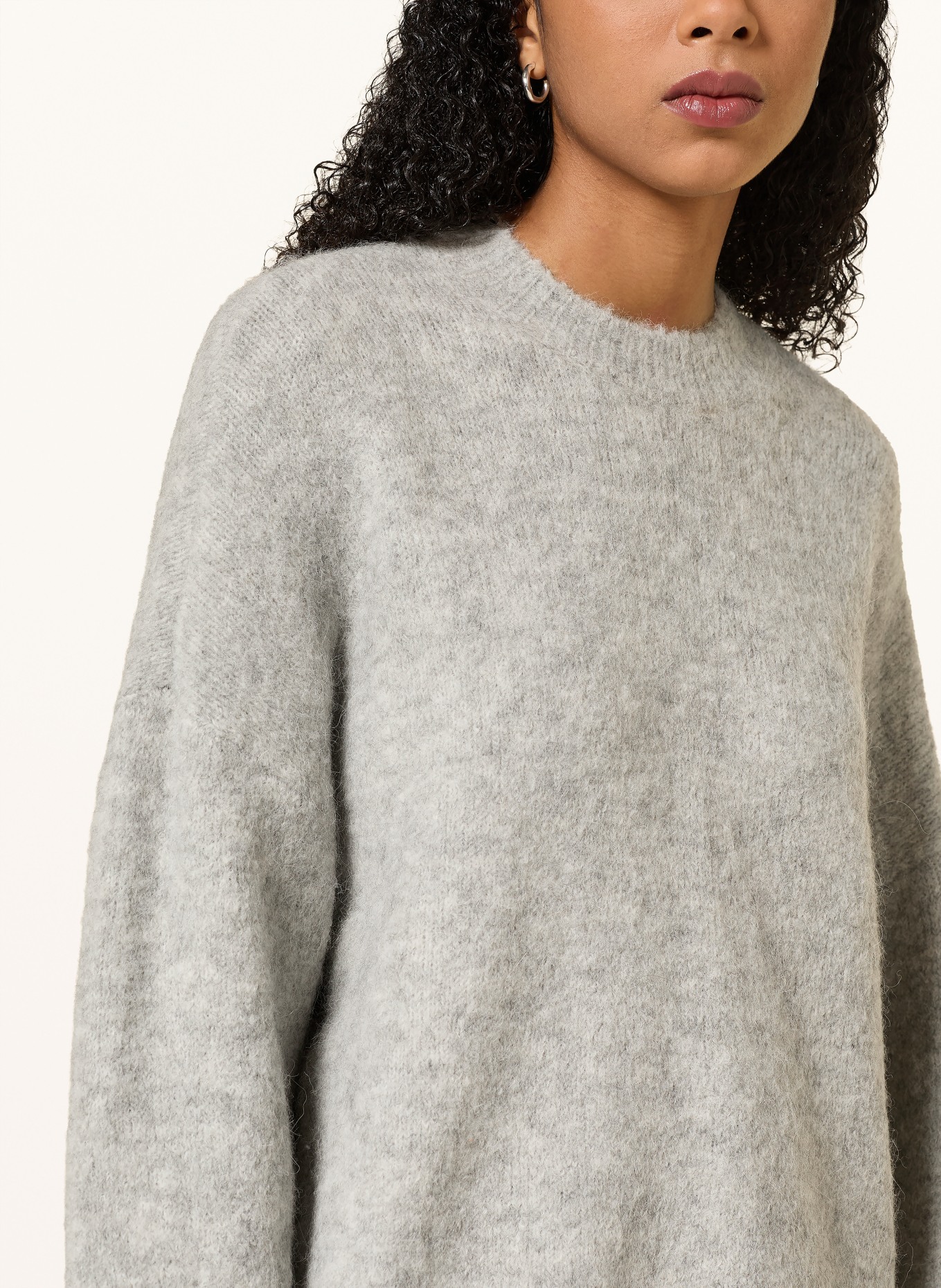 WRSTBHVR Oversized-Pullover ENCI mit Alpaka: GRAU / WEISS