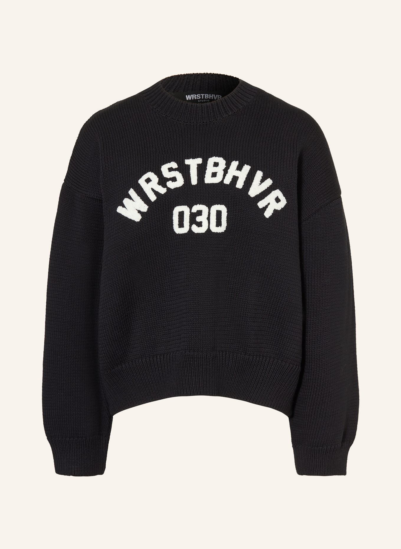 WRSTBHVR Oversized svetr LUNA: ČERNÁ / BÍLÁ