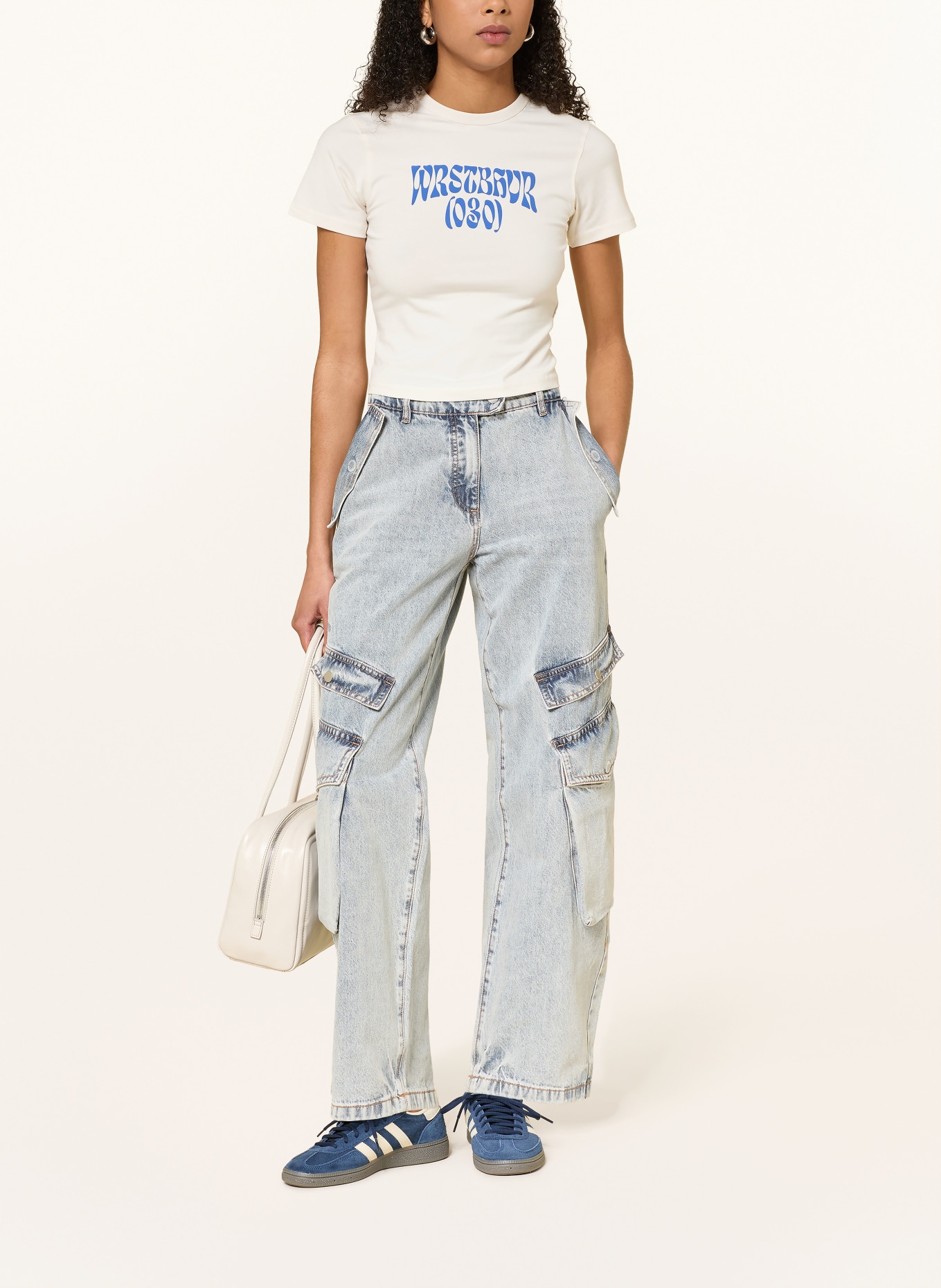 WRSTBHVR Tričko ZANDY: KRÉMOVÁ / MODRÁ